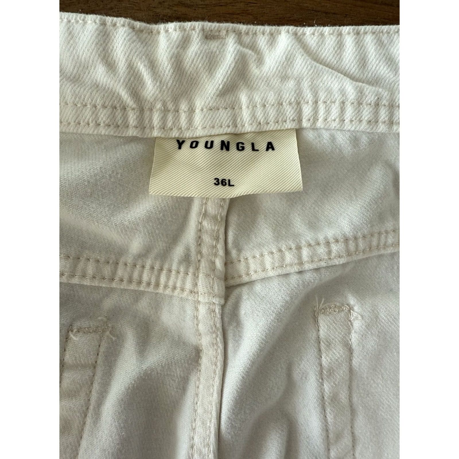 YoungLA YoungLA Jeans 609 Baggy White Denim 36L Mens Relaxed Fit 5-Pocket Jeans Hip Hop Grunge City Y2K Mens Size US 36 / EU 52 - 3 Thumbnail