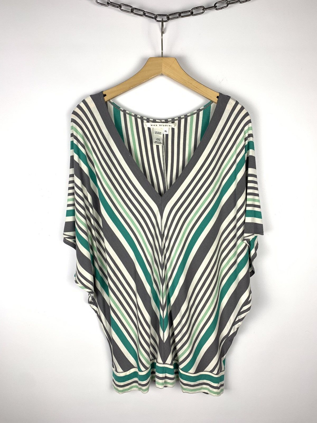 Max Mara Max Studio Striped Top T-Shirt Tunica Women's Size XL V-Neck Size XL / US 12-14 / IT 48-50 - 1 Thumbnail