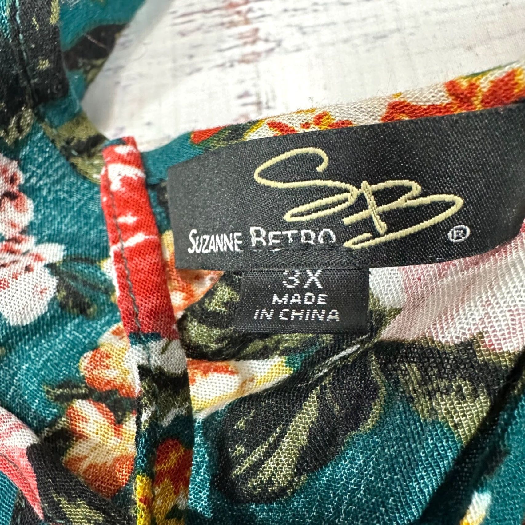 Vintage Suzanne Betro Womens Blouse Long Sleeve Floral Green 3X Keyhole Tie Roll Tab Shirt Plus Size Size XXL / US 16-18 / IT 52-54 - 5 Thumbnail
