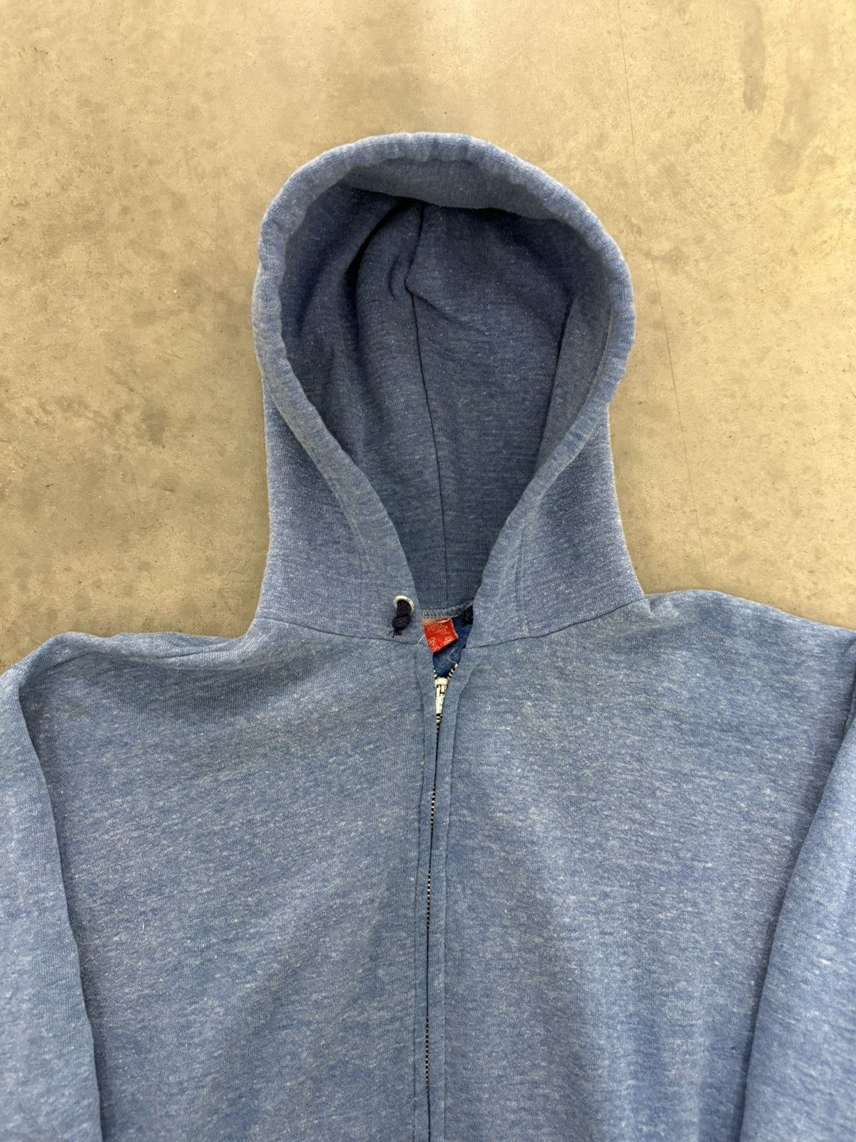 Hanes Blue Blank Full Zip Hoodie YKK Metal Zipper USA Made 80s Size US L / EU 52-54 / 3 - 2 Thumbnail