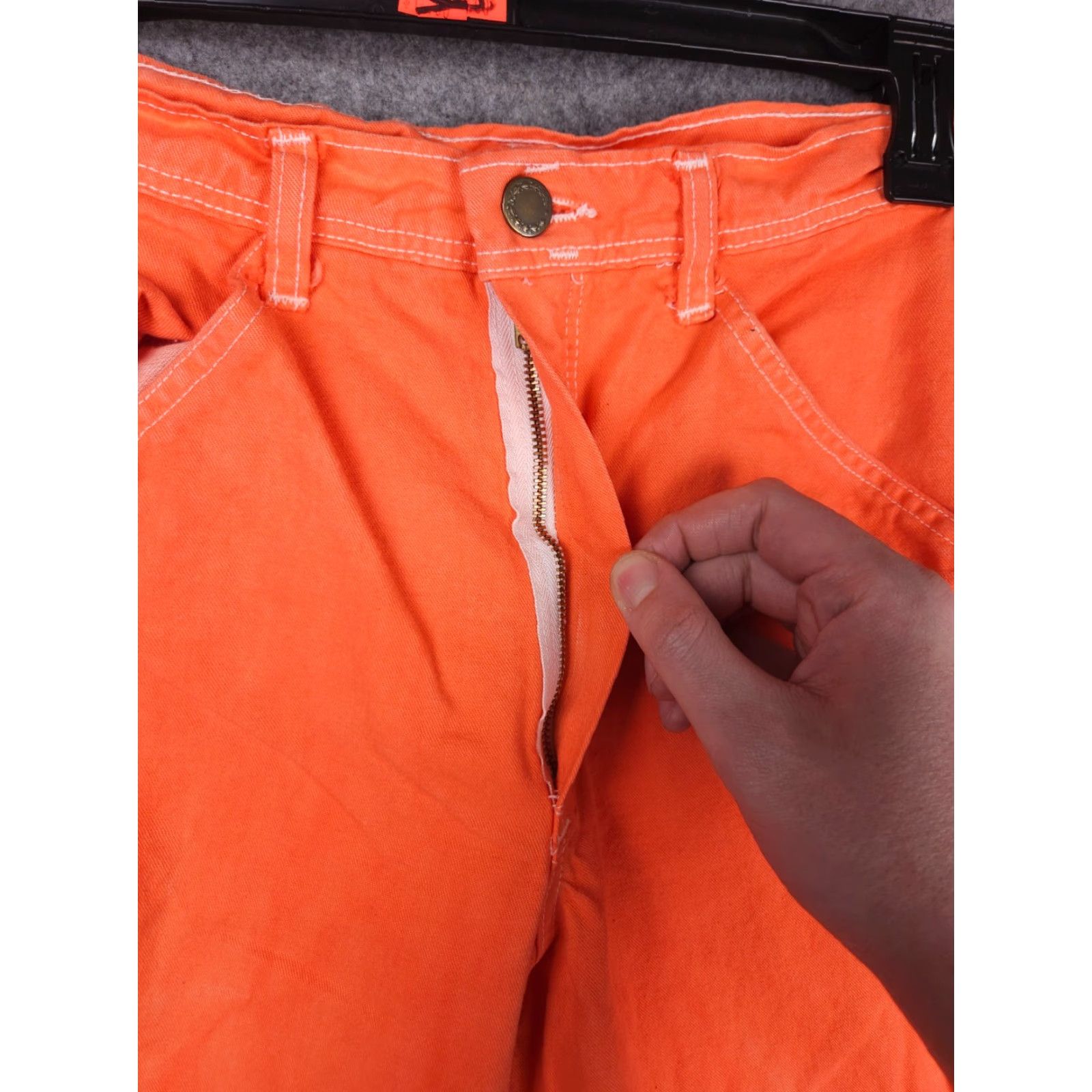 Stan Ray VINTAGE Stan Ray Carpenter Pants Regular Adults 25 x 33 Orange USA Cotton Canvas Zip Pocket Zipper Button Straight Front Workwear USA Mens Size US 26 / EU 42 - 4 Thumbnail
