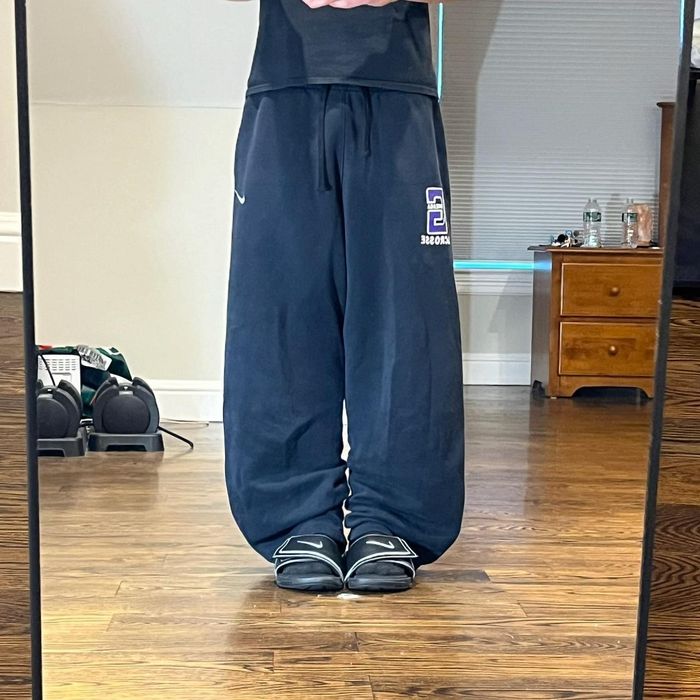 Vintage vintage 2000s baggy wide leg faded black nike lax sweats | Grailed