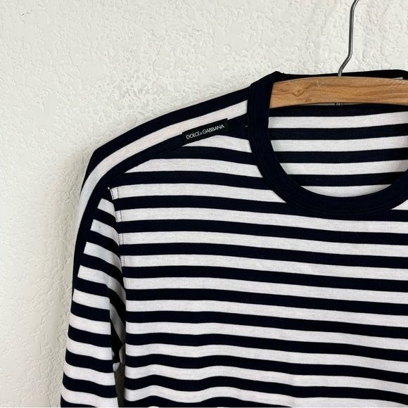 Dolce & Gabbana VTG Dolce and Gabbana Striped Crew Neck Logo Patch Contrast Size US M / EU 48-50 / 2 - 2 Thumbnail