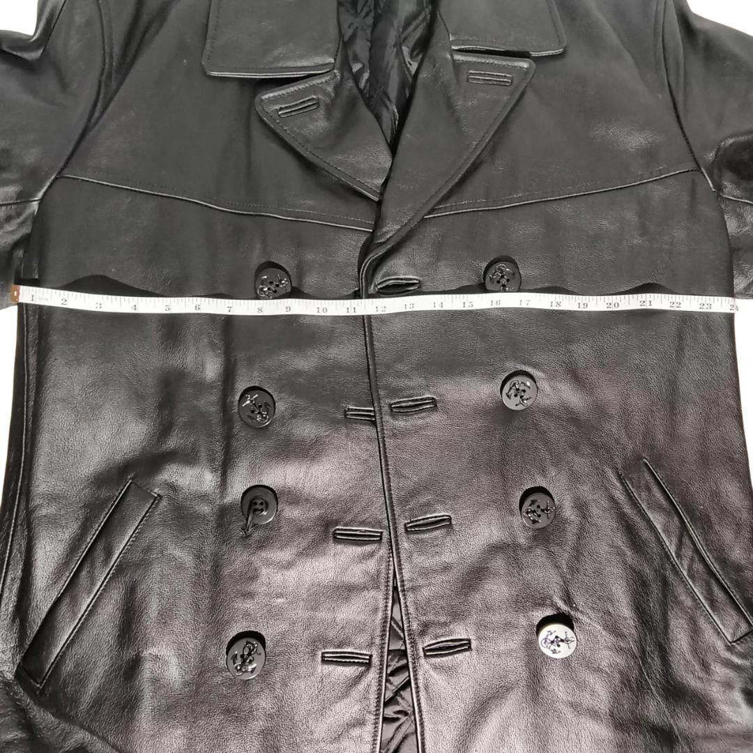 Gap Gap Men's Black Leather Y2k Vintage Peacoat Overcoat Size M Size US M / EU 48-50 / 2 - 11 Thumbnail