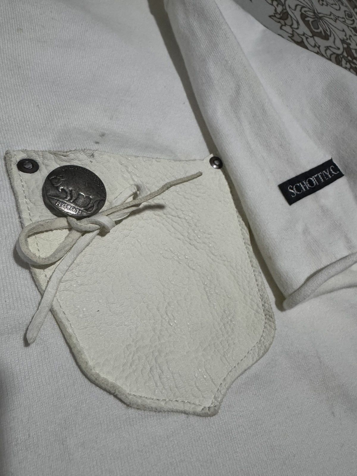 Schott × Vintage Vtg Plain White Schott Bros NY Leather Pocket Size US L / EU 52-54 / 3 - 4 Thumbnail