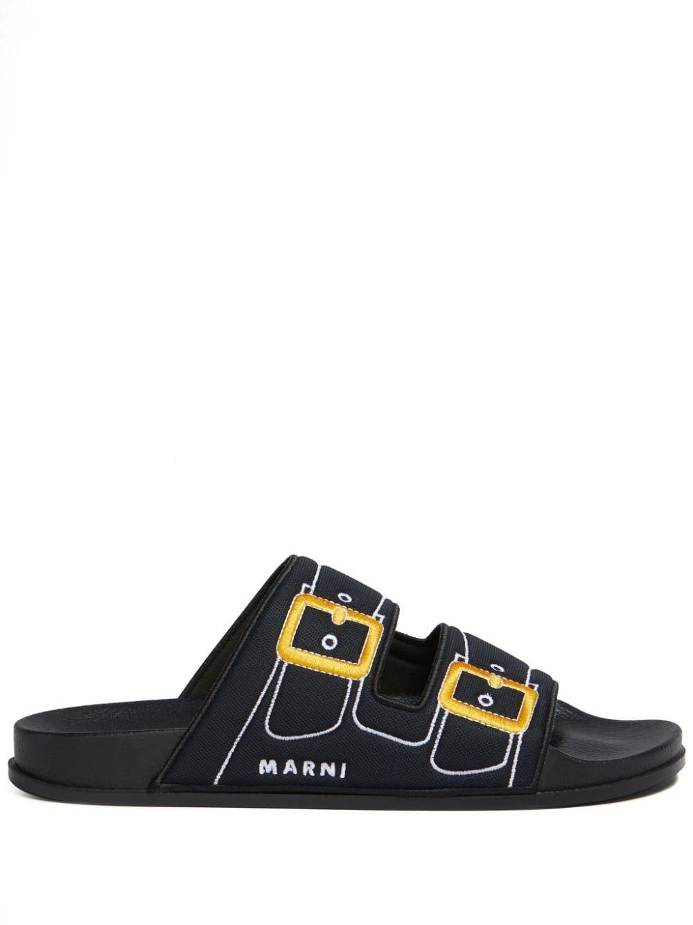 Marni o1w1db10125 Embroidered sandals in Black Size US 11 / EU 44 - 1 Thumbnail