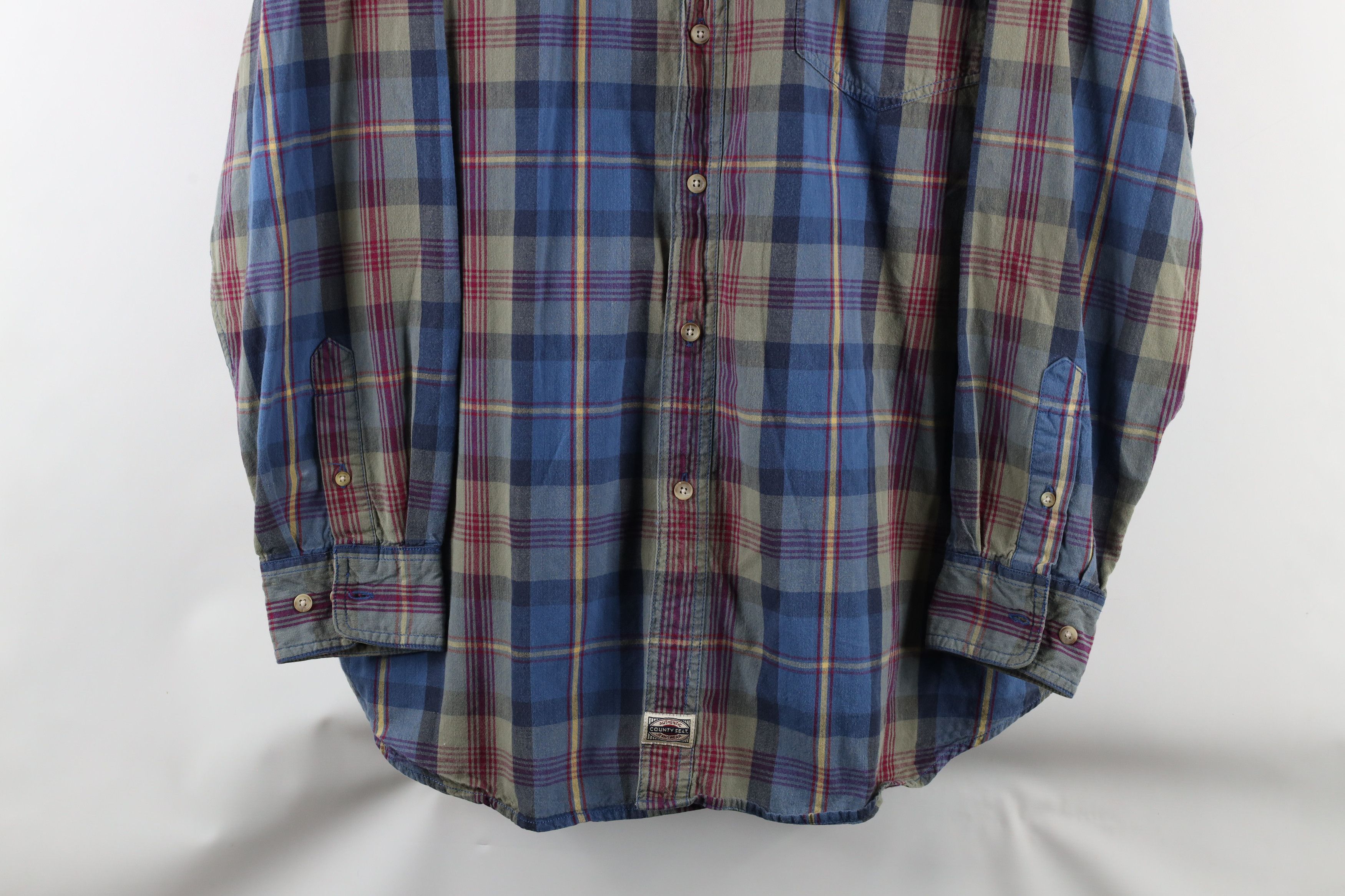 Vintage Vintage 90s Streetwear Denim Collar Button Down Shirt Plaid Size US L / EU 52-54 / 3 - 3 Thumbnail