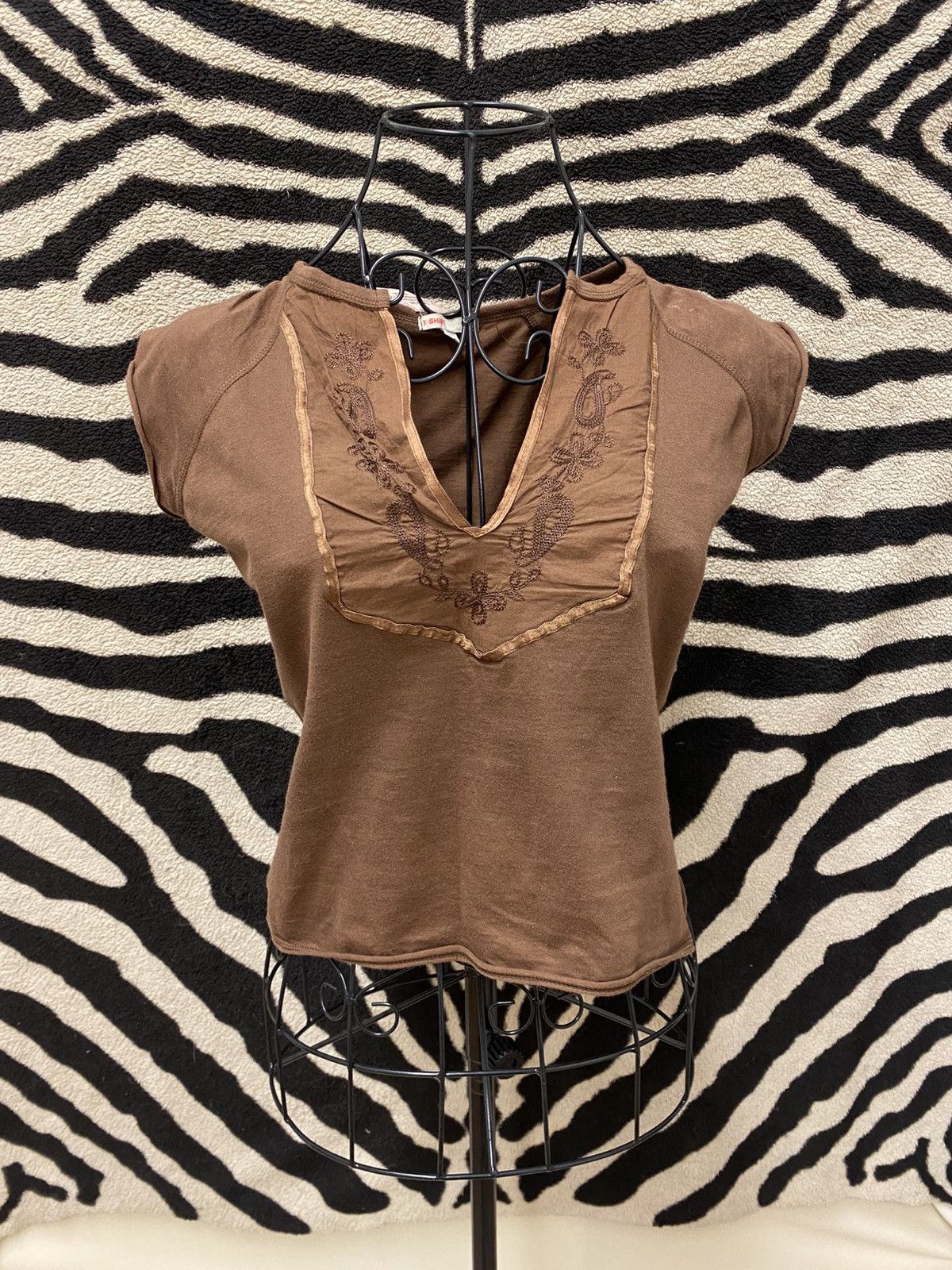 Vintage Vintage dark brown cotton t-shirt Size S / US 4 / IT 40 - 1 Thumbnail