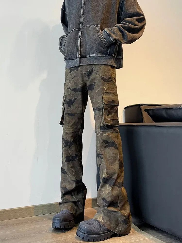 Vintage Cyber Y2K Streetwear Camouflage Slim Flare Jeans Size US 30 / EU 46 - 6 Thumbnail