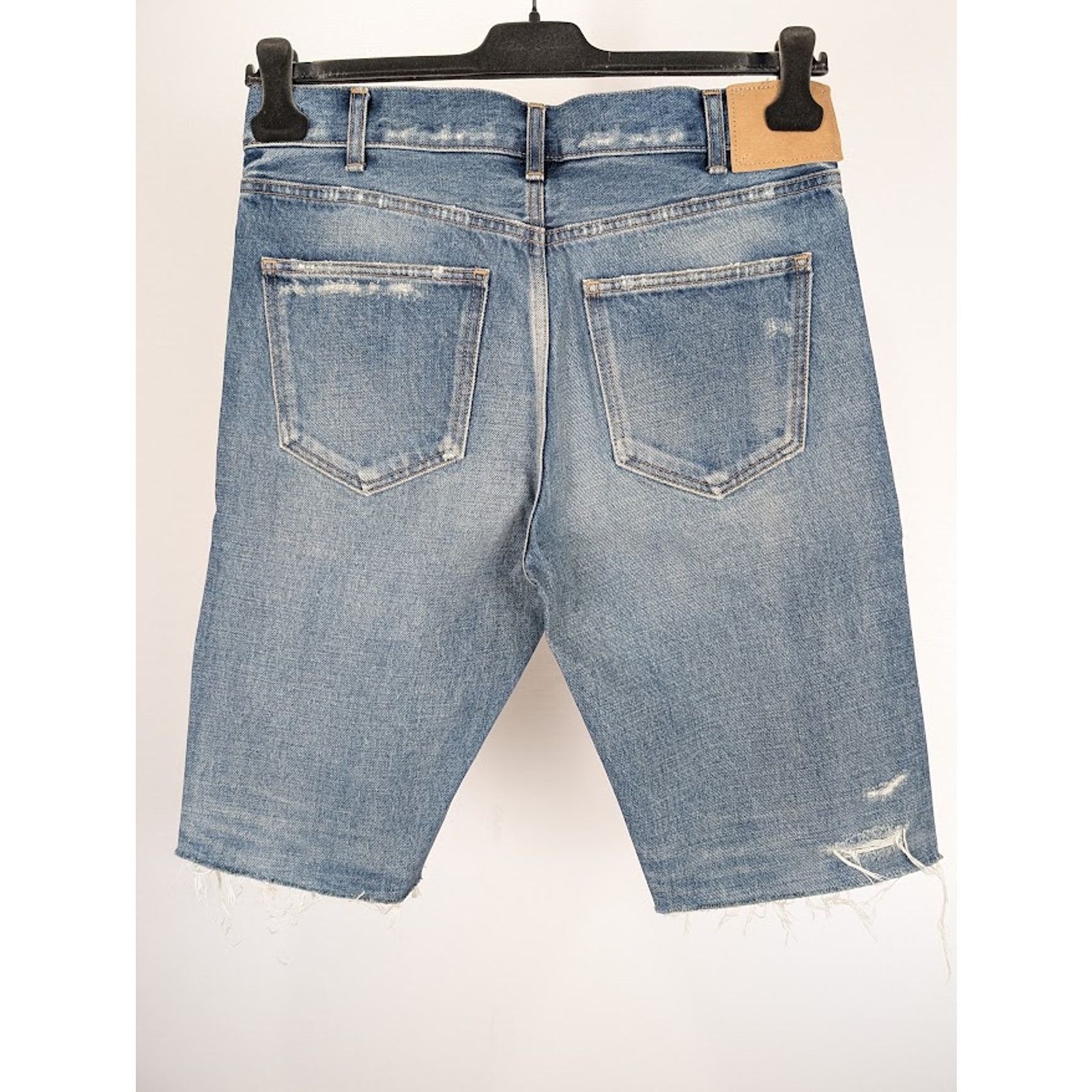 Celine o1rshd1 Denim Short Kurt Destroy in Rigid Indigo Size US 31 - 12 Thumbnail
