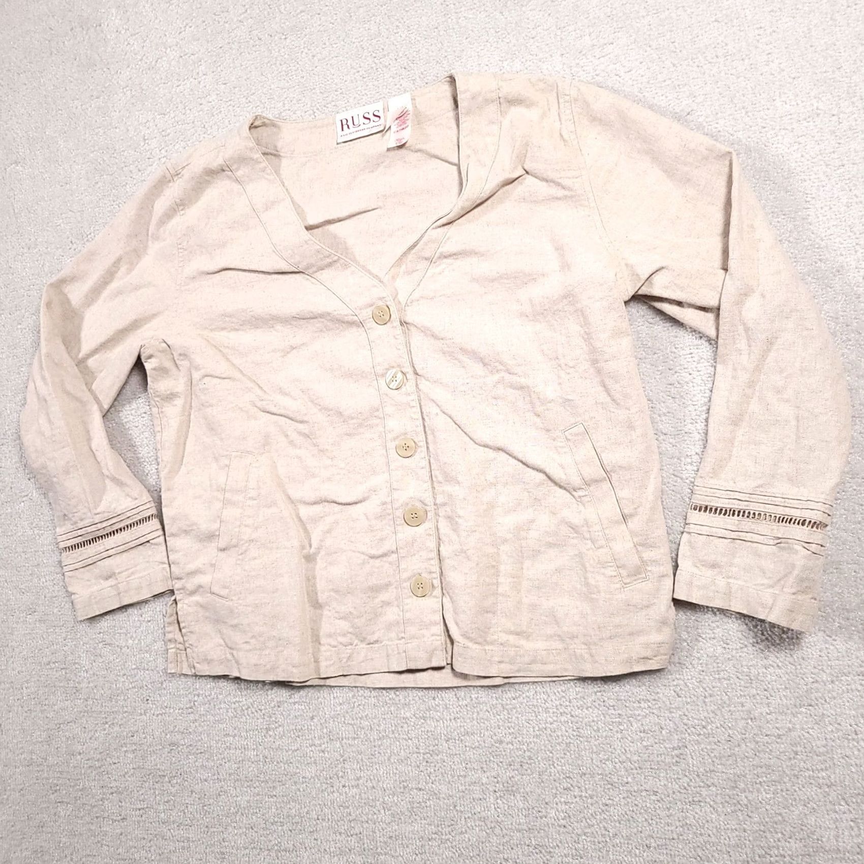 Liz Claiborne Liz Claiborne Blazer Cardigan Shirt Women's Medium 8/10 Linen Button Front RUSS Size M / US 6-8 / IT 42-44 - 2 Thumbnail