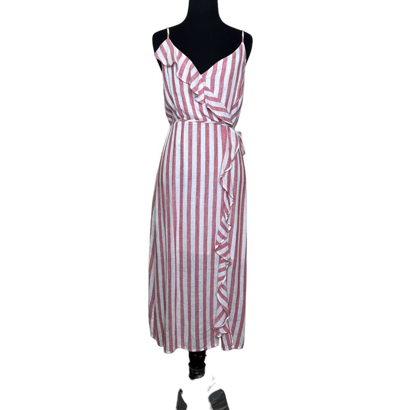 Rails Rails pink white pin stripes ruffle detail midi dress Small Size S / US 4 / IT 40 - 1 Thumbnail