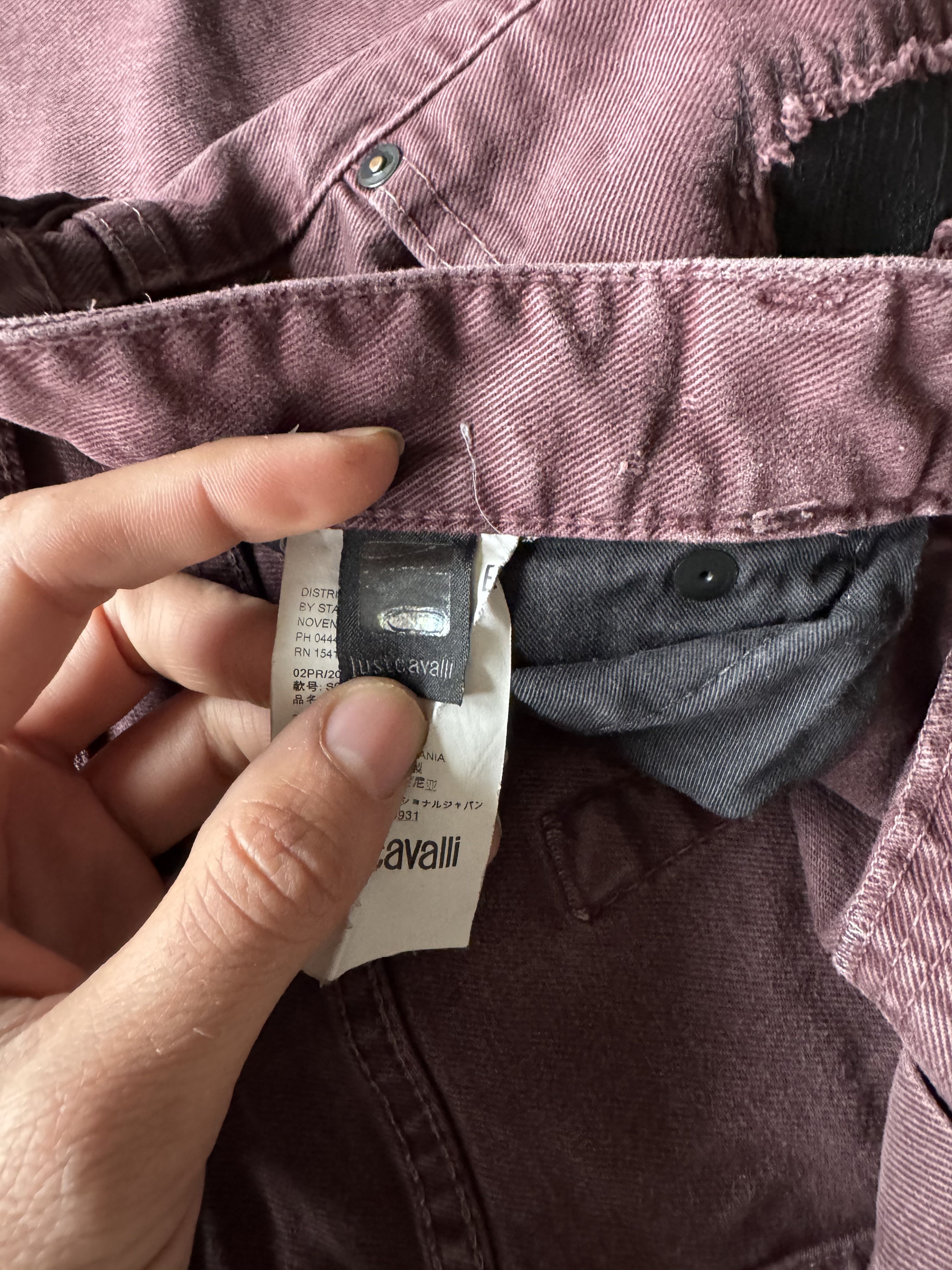 Just Cavalli Burgundy Distressed Slim Jeans Size US 33 - 22 Thumbnail