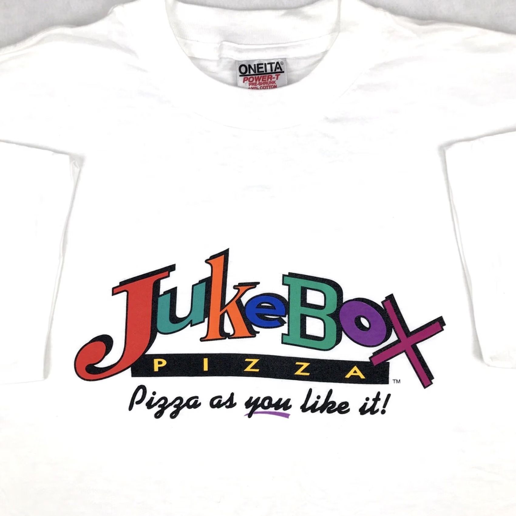 Vintage VINTAGE JUKEBOX PIZZA T-Shirt XL White 80s 90s Mens Oneita NOS Deadstock Jukebox Pizza Waterford Ohio Shirt Size US XL / EU 56 / 4 - 5 Thumbnail