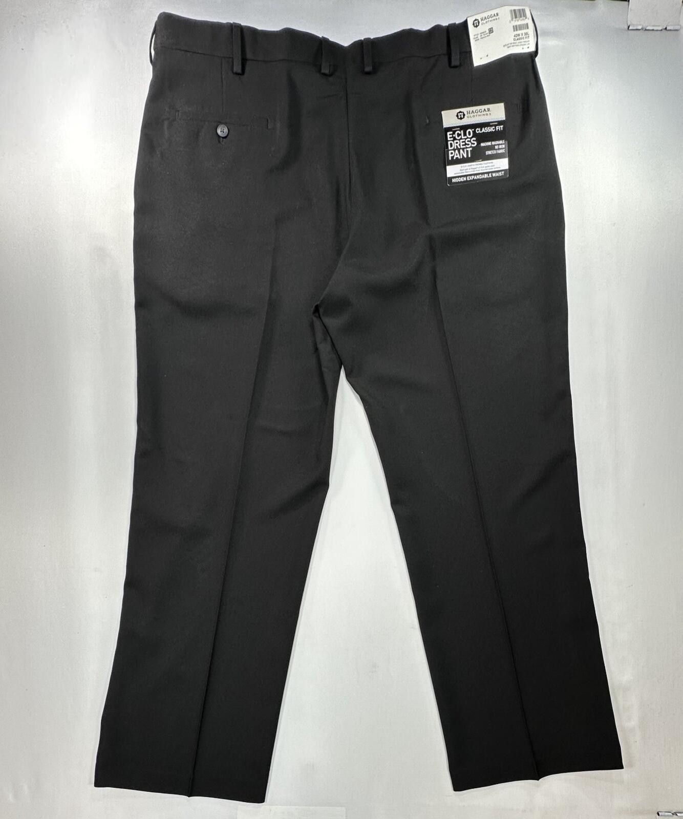 Haggar Haggar Classic Fit Flat No Iron Dress Pants Black Mens 42/30 Size US 42 / EU 58 - 2 Thumbnail