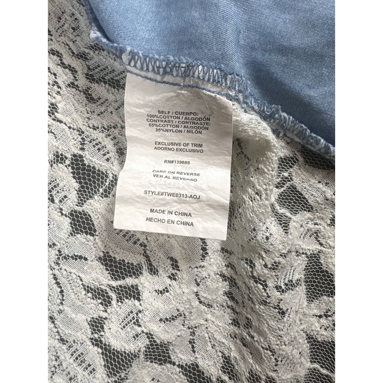 Other Dylan Blue Chambray Lace Back Shirt Womens Denim Top Size S / US 4 / IT 40 - 5 Thumbnail