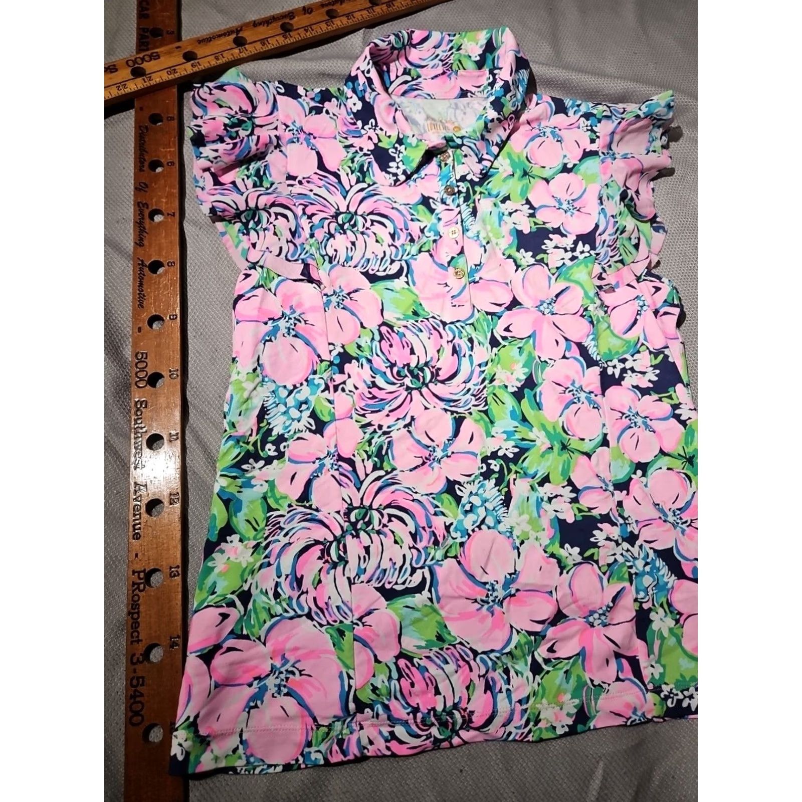 Lilly Pulitzer Lilly Pulitzer Shirt Womens XL Pink Polo Button Luxletic Ruffle Golf Preppy Size XL / US 12-14 / IT 48-50 - 5 Thumbnail