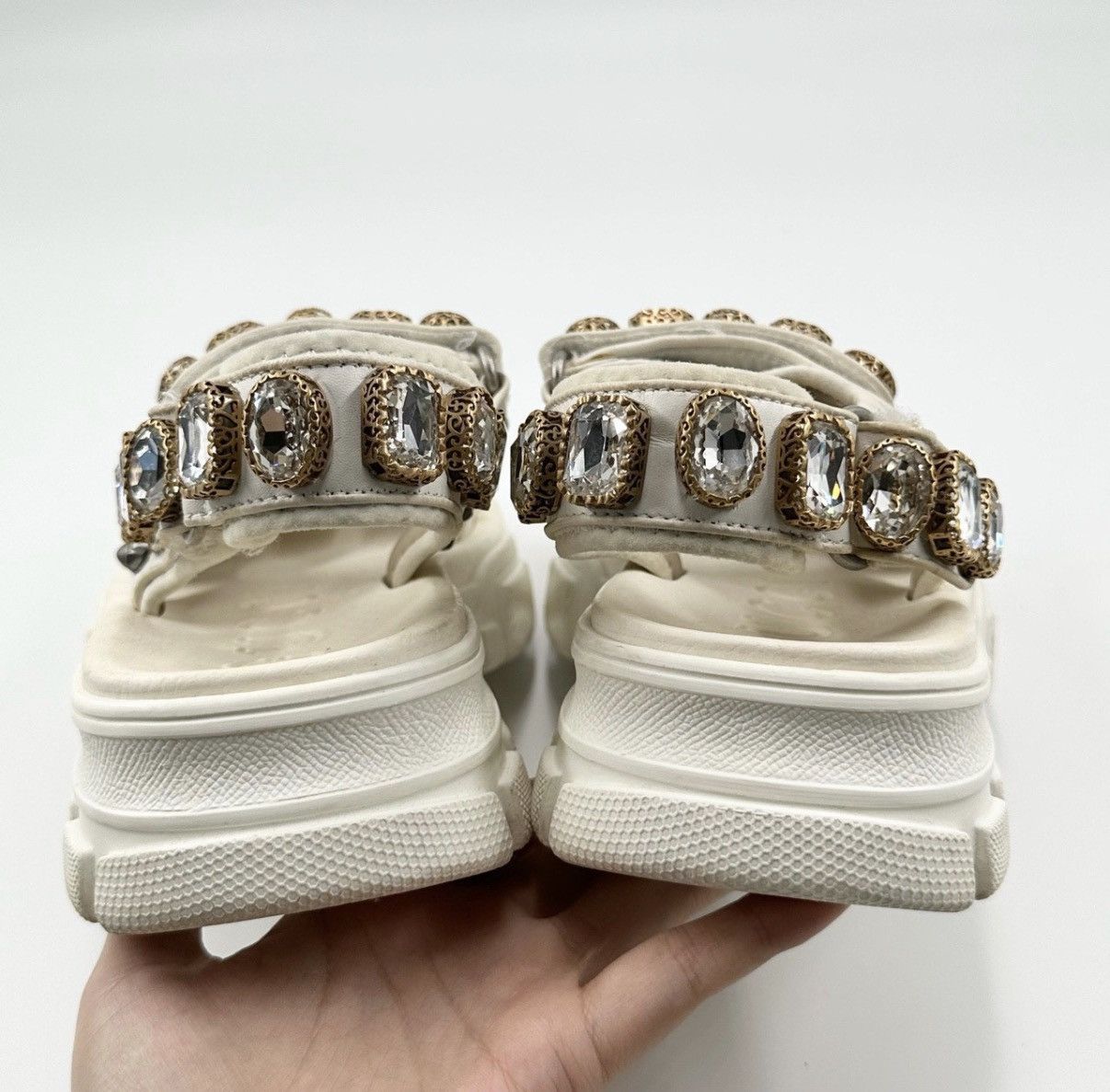 Gucci Gucci Square Diamond White Platform Sandals K12 Size US 5 / IT 35 - 2 Thumbnail