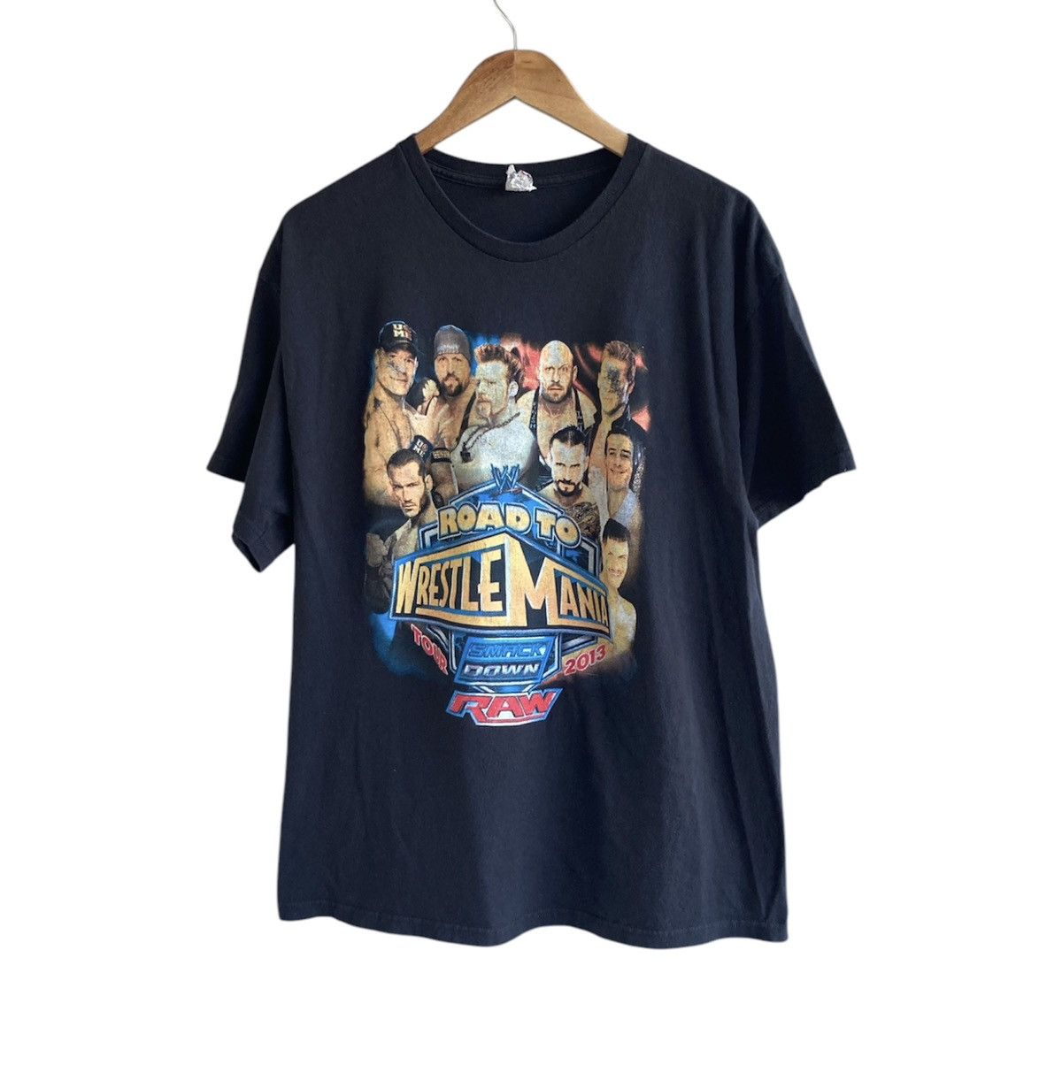 Vintage 2013 WWE Smack Down Raw Tour Shirt Wrestling Rap Tee Style Size US XL / EU 56 / 4 - 3 Thumbnail