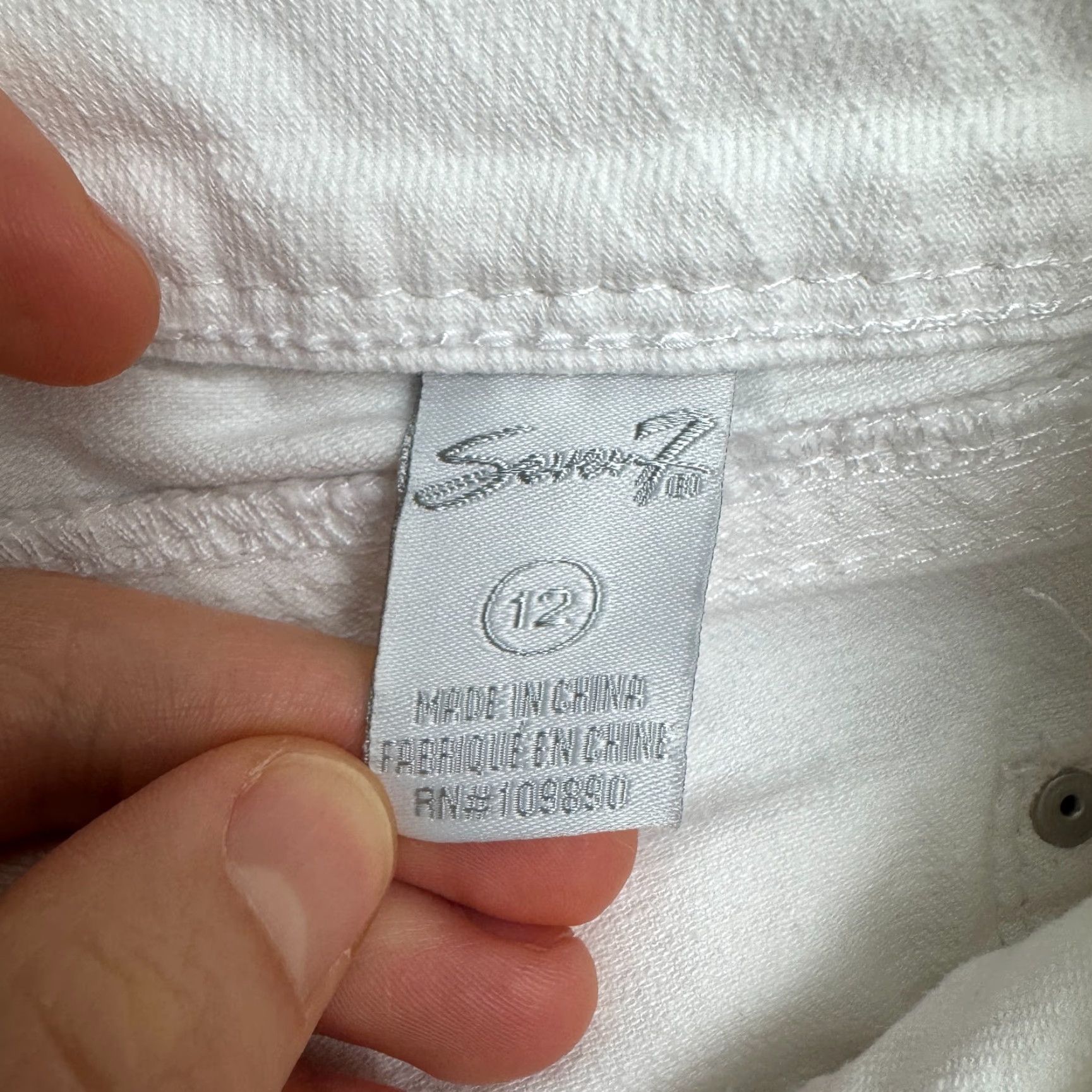 Vintage Seven7 Capri Denim Jeans Womens 12 White Straight Raw Hem Stretch Casual 36x19 Size 34" / US 12 / IT 48 - 7 Thumbnail