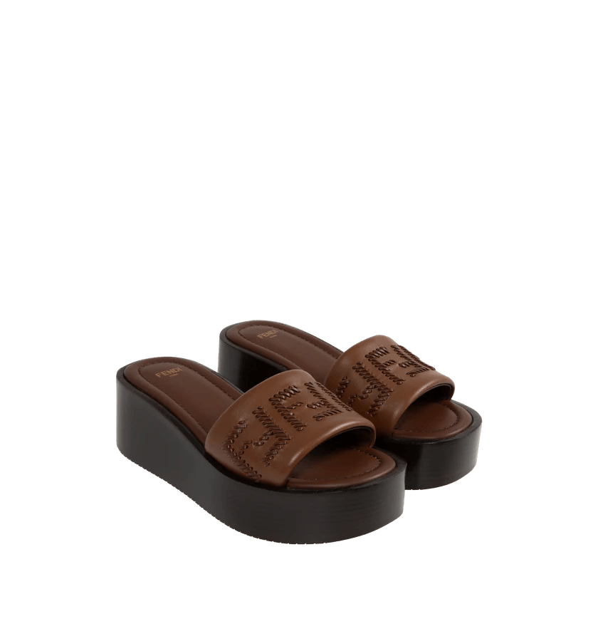 Fendi o1h1sh11225 Sunshine Platform Slide in Brown Size US 7.5 / IT 37.5 - 2 Thumbnail