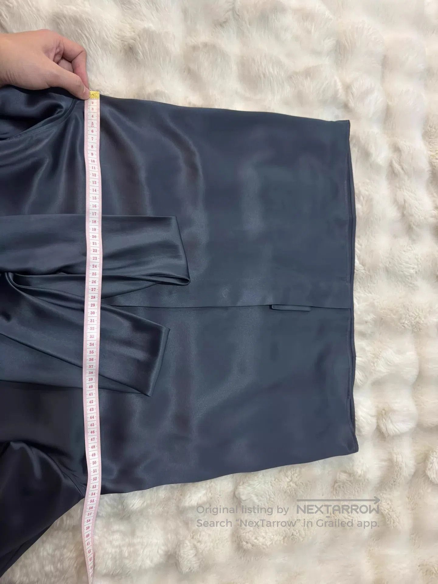 Saint Laurent Paris Blue Satin Bow-Front Long Sleeve Blouse. Size US S / EU 44-46 / 1 - 8 Thumbnail