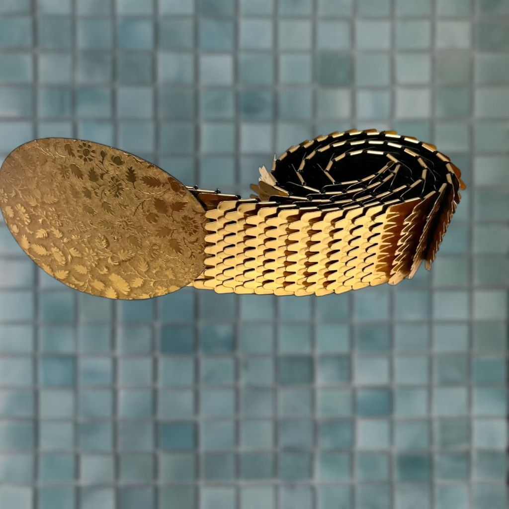 Vintage VINTAGE Reptile Design Belt Women 70s Belt SZ 23" Gold 2" Adjustable University Style Fashion Belt Womens Size ONE SIZE - 1 Thumbnail