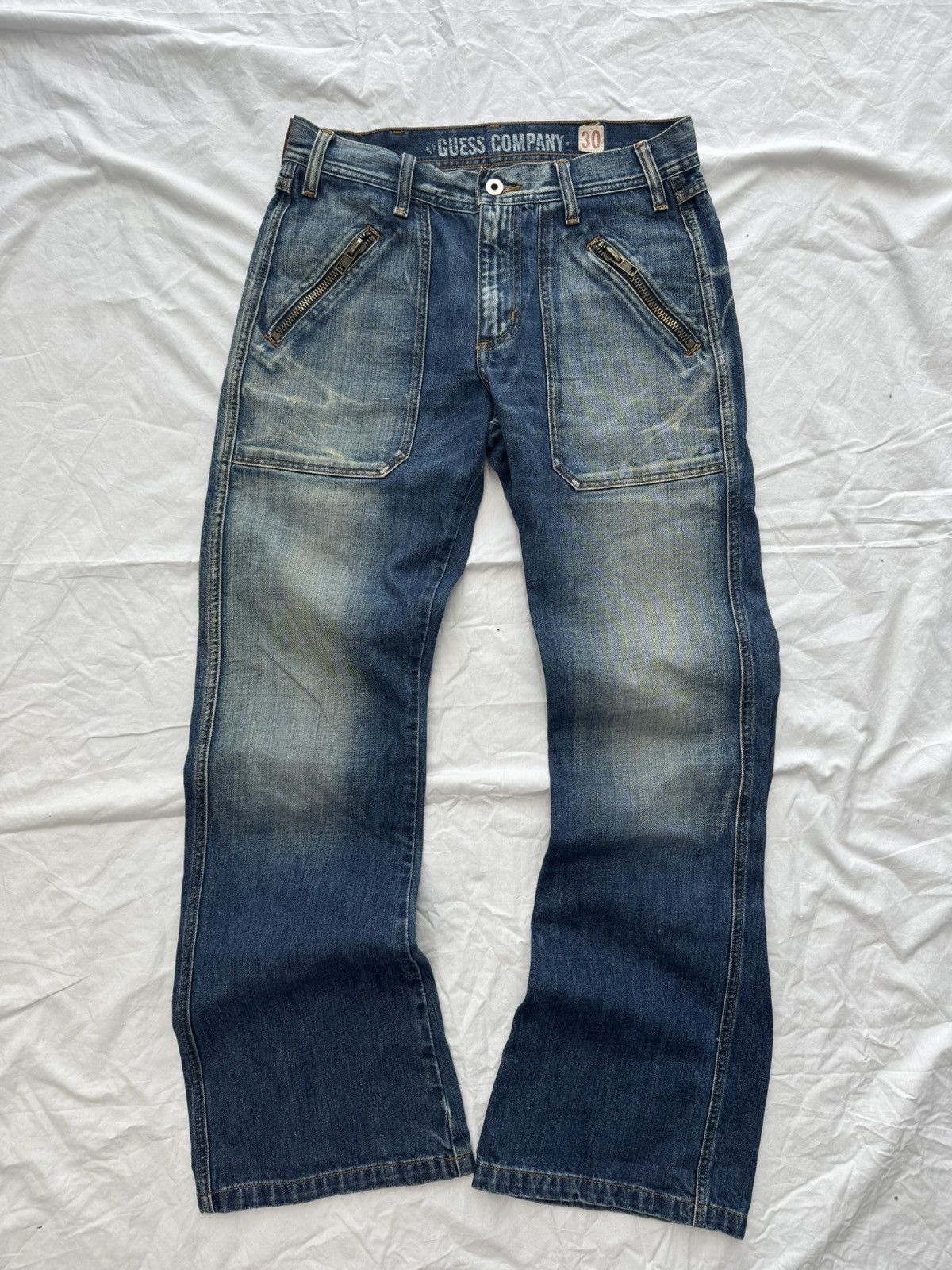 Vintage Vintage ERD Style Low Waisted Flair Guess Dark Wash Jeans Size US 30 / EU 46 - 1 Thumbnail