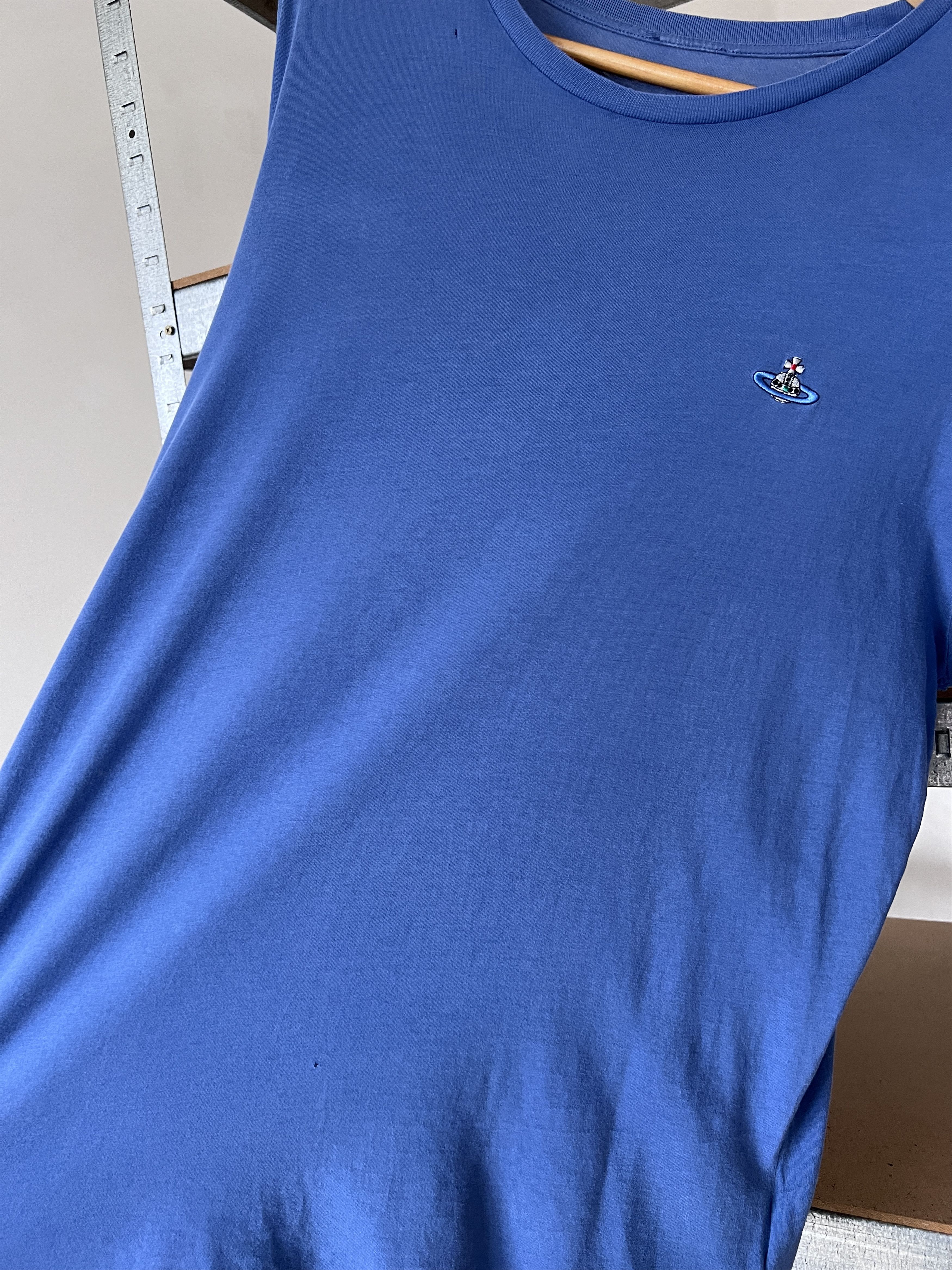 Vintage Vivienne Westwood Vintage Small Logo Blue Distressed Tee Size US XL / EU 56 / 4 - 13 Thumbnail