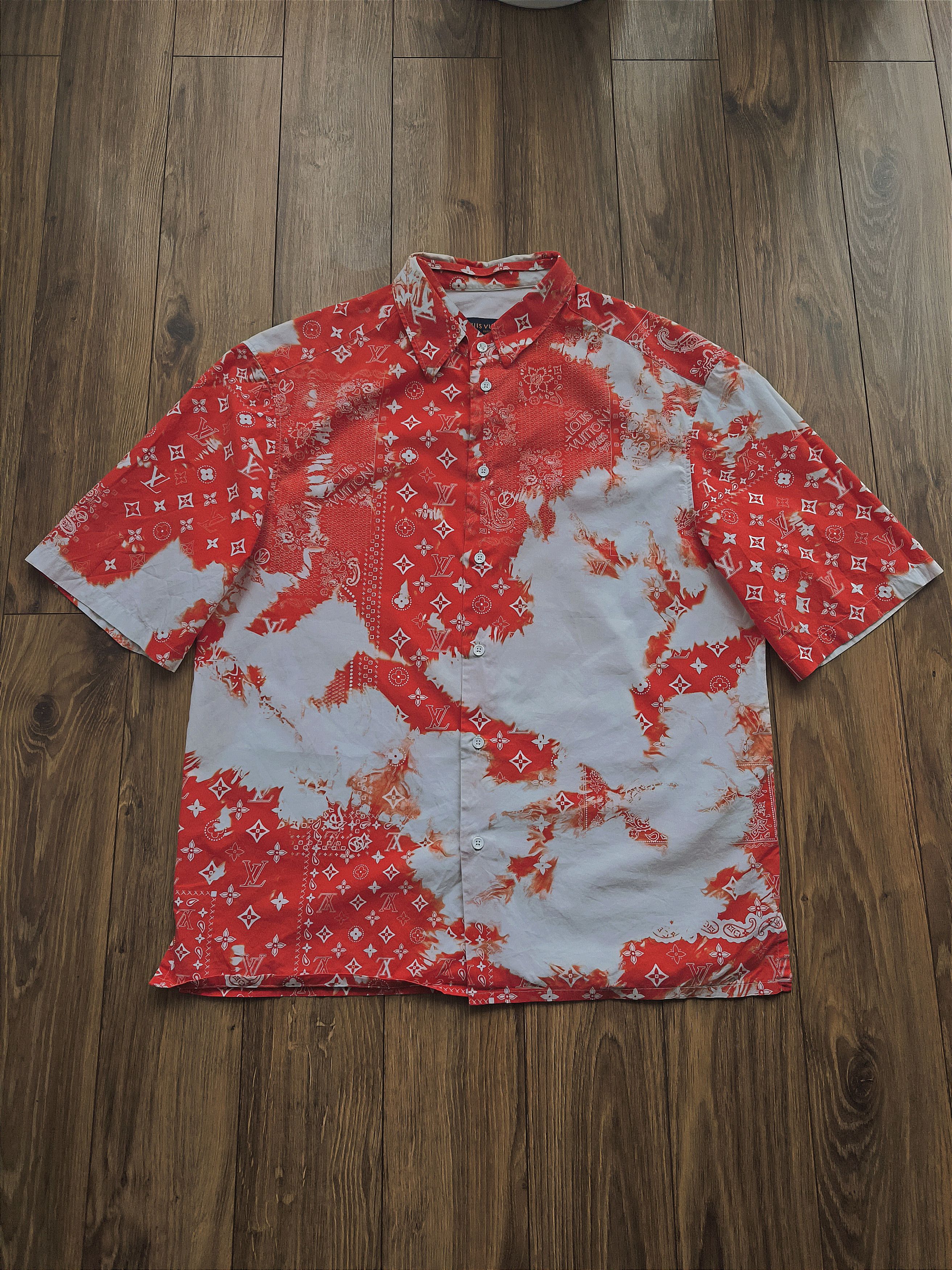 Louis Vuitton LV Monogram Bandana Orange-White Shirt, L, great condition Size US L / EU 52-54 / 3 - 1 Thumbnail