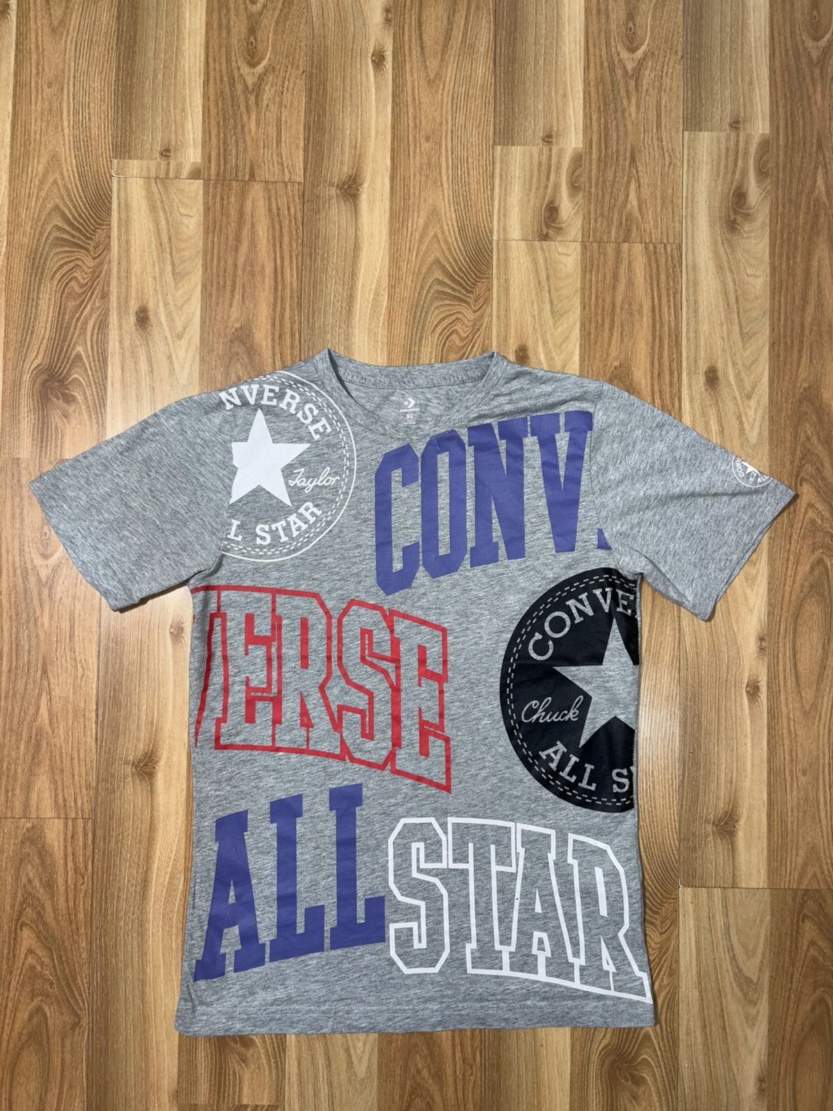 Converse Converse All Star Multi Logo Graphic Tee Heather Grey Size US XXS / EU 40 - 1 Thumbnail