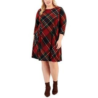 Other Connected Apparel Plaid Knit Shift Dress Red Black Plus Size Size 3XL / US 20-22 - 1 Thumbnail