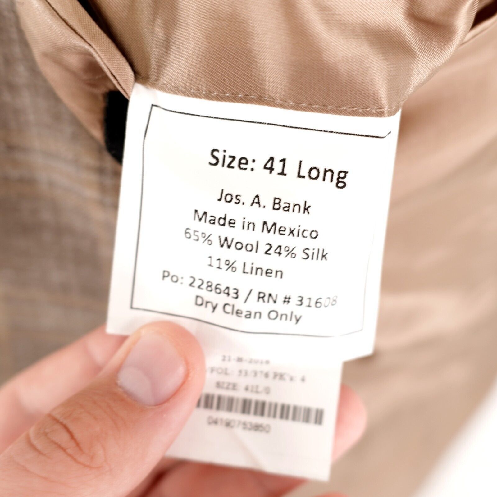 Jos. A. Bank Jos A Bank Signature Wool Silk Linen Beige Tan Plaid 2 Butto Size 40L - 11 Thumbnail