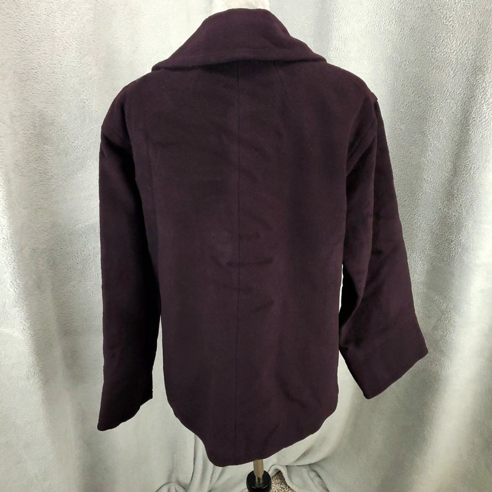 J. Jill J Jill Pea Coat Womens Small Wool Blend Wine Plum Purple Two Button Jacket Lined Size S / US 4 / IT 40 - 3 Thumbnail