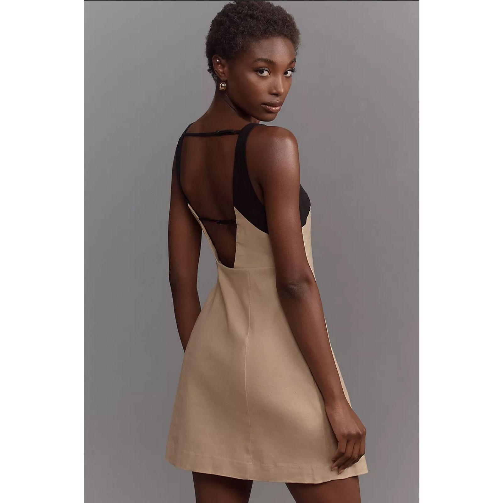 Anthropologie NWT Sleeveless Linen Wrap Mini Dress $168 SIZE 12 Gold Size XL / US 12-14 / IT 48-50 - 3 Thumbnail