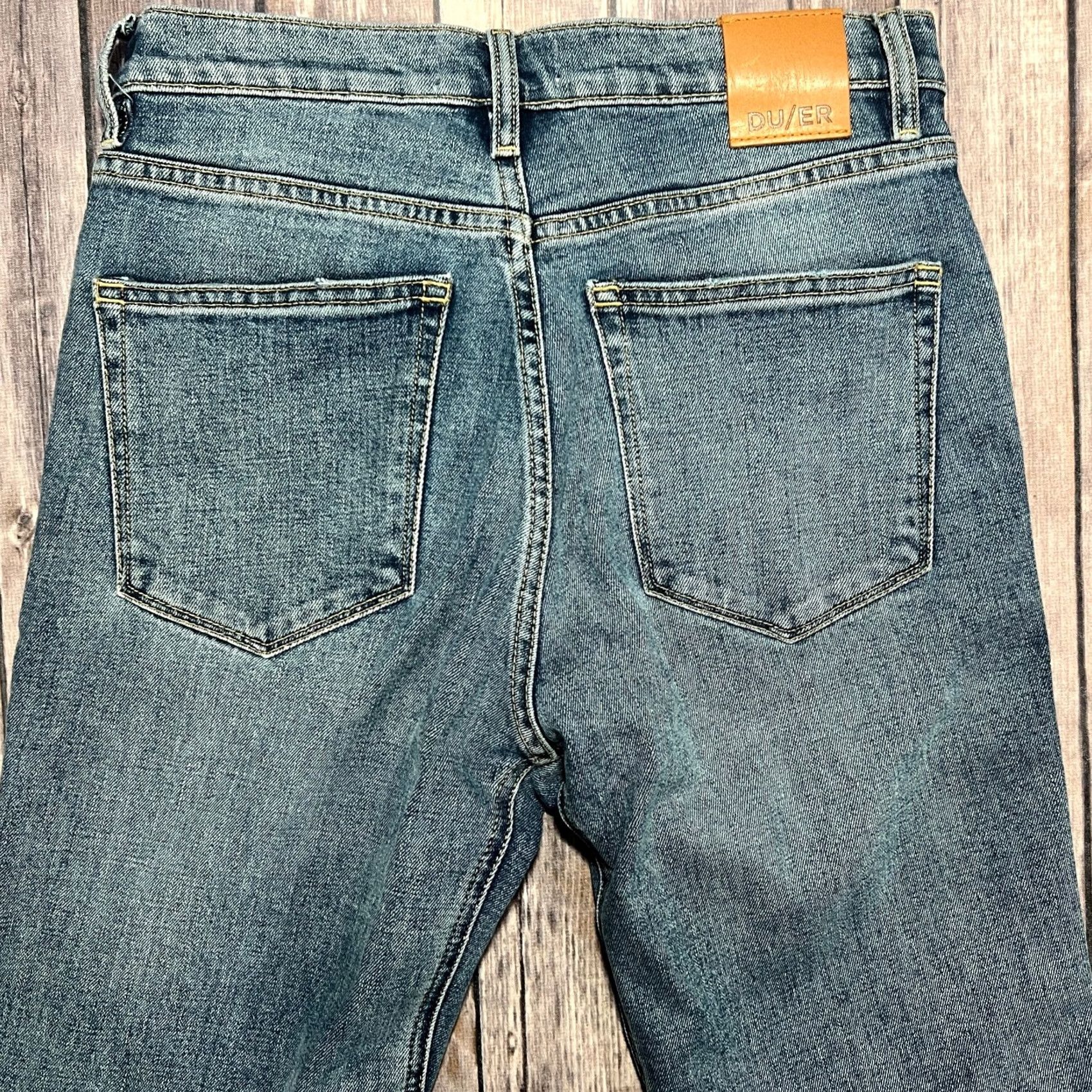 Vintage DU/ER High Rise Straight Jeans 27x27 Blue Denim Midweight Stretch Woman Regular 5-Pocket Vintage No Size 27" / US 4 / IT 40 - 4 Thumbnail