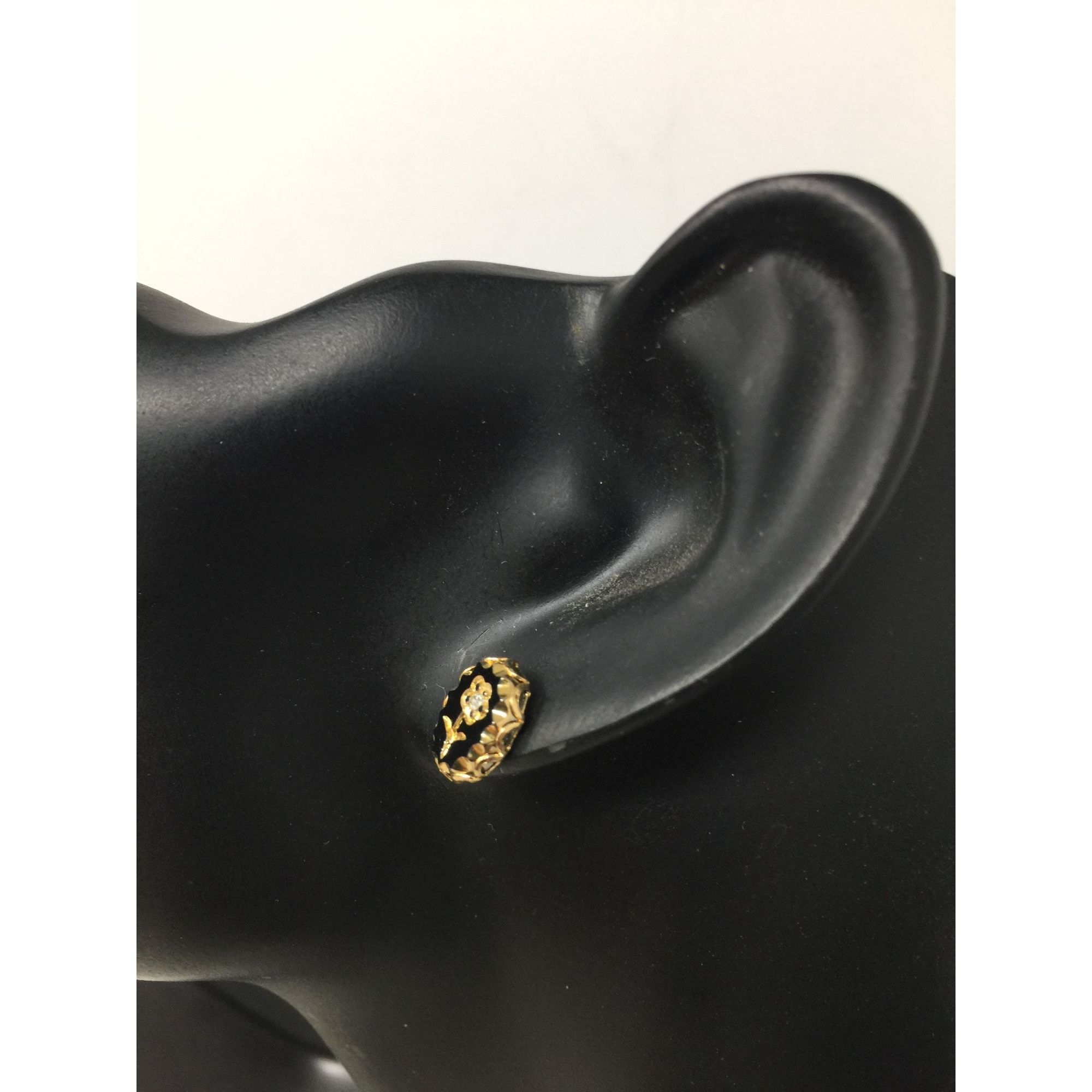 Other Women's Small Black and Gold tone Stud Earrings with Flowers Size ONE SIZE - 6 Thumbnail
