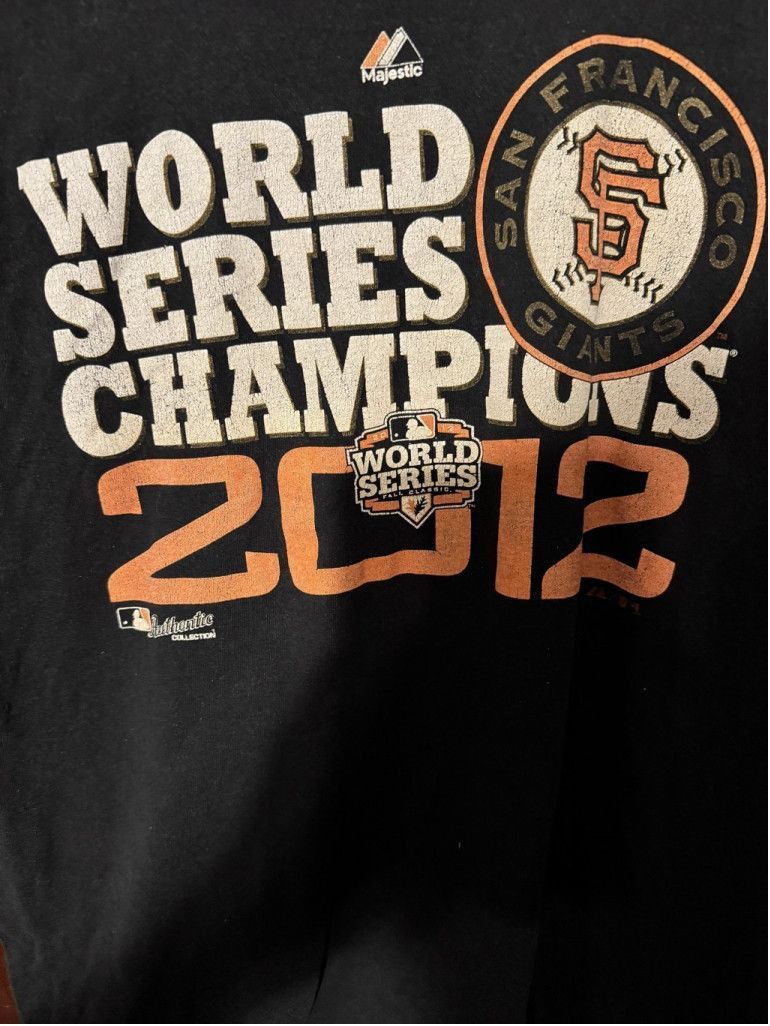 Majestic San Francisco Giants 2012 World Series Champs T-Shirt Sz L Size US L / EU 52-54 / 3 - 4 Thumbnail