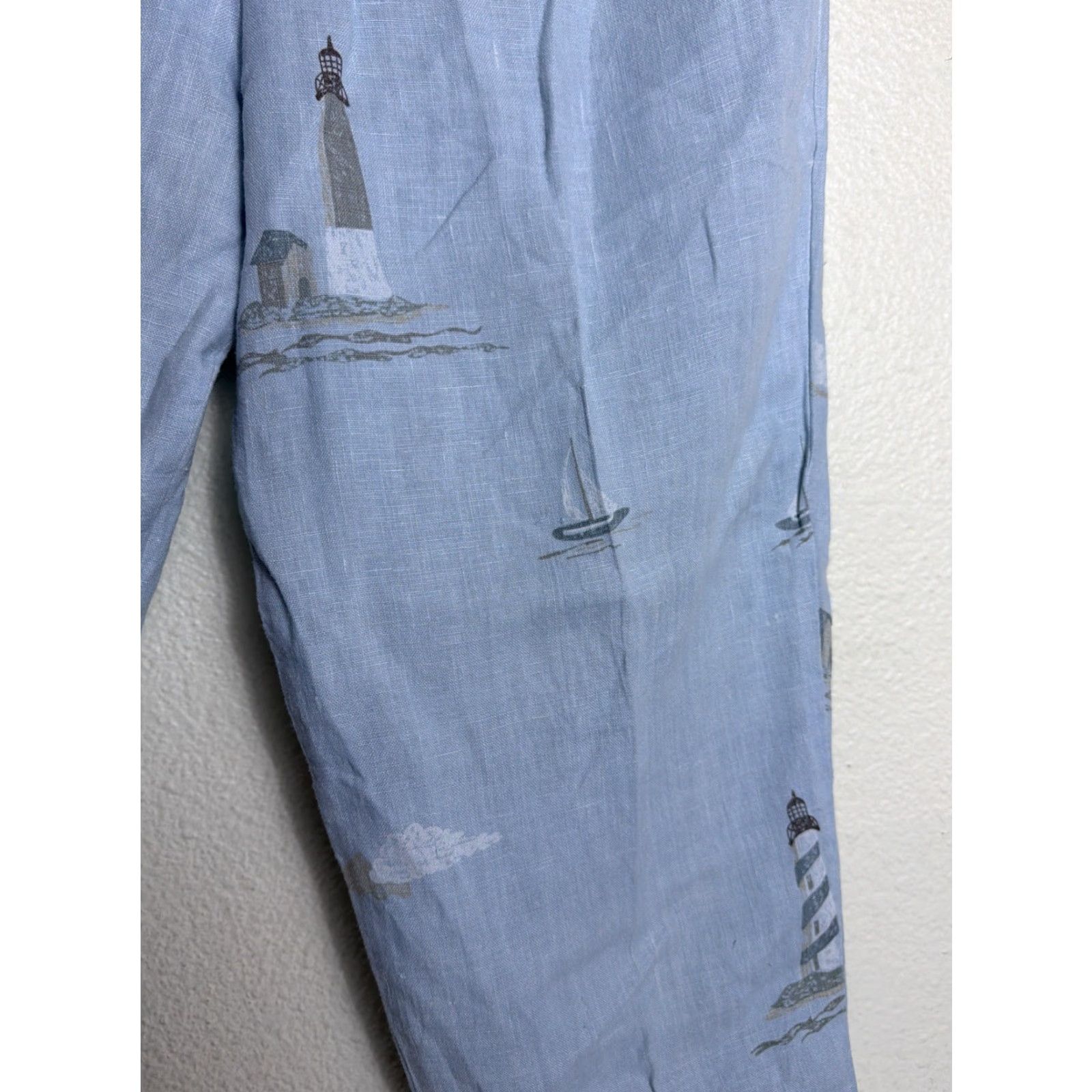 MILLY VINTAGE Valley Linen Pull On Pants Blue M Women Size 32" / US 10 / IT 46 - 5 Thumbnail