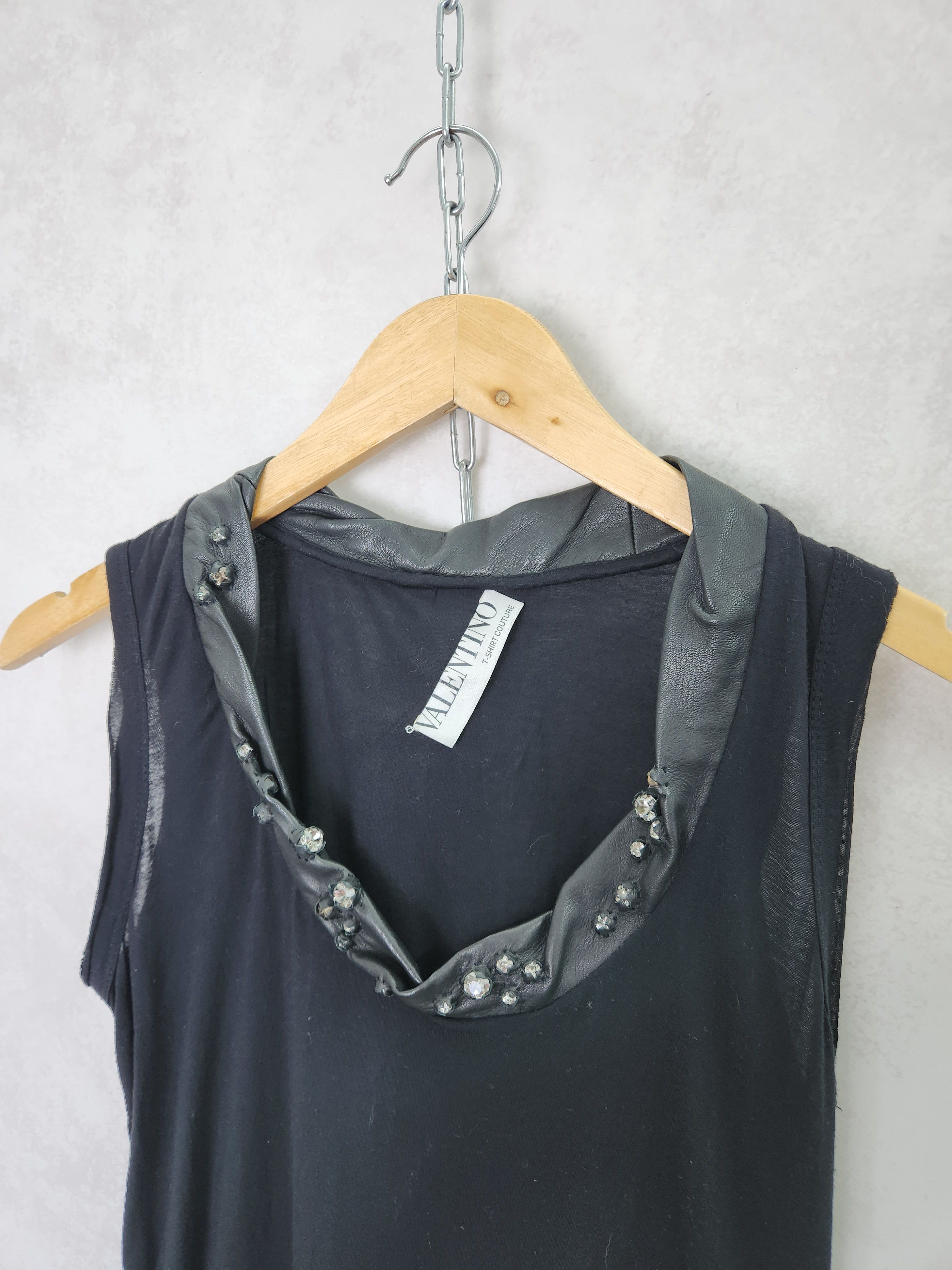 Valentino Valentino T Shirt Couture Viscose Tank Top Leather Neck Size M / US 6-8 / IT 42-44 - 3 Thumbnail
