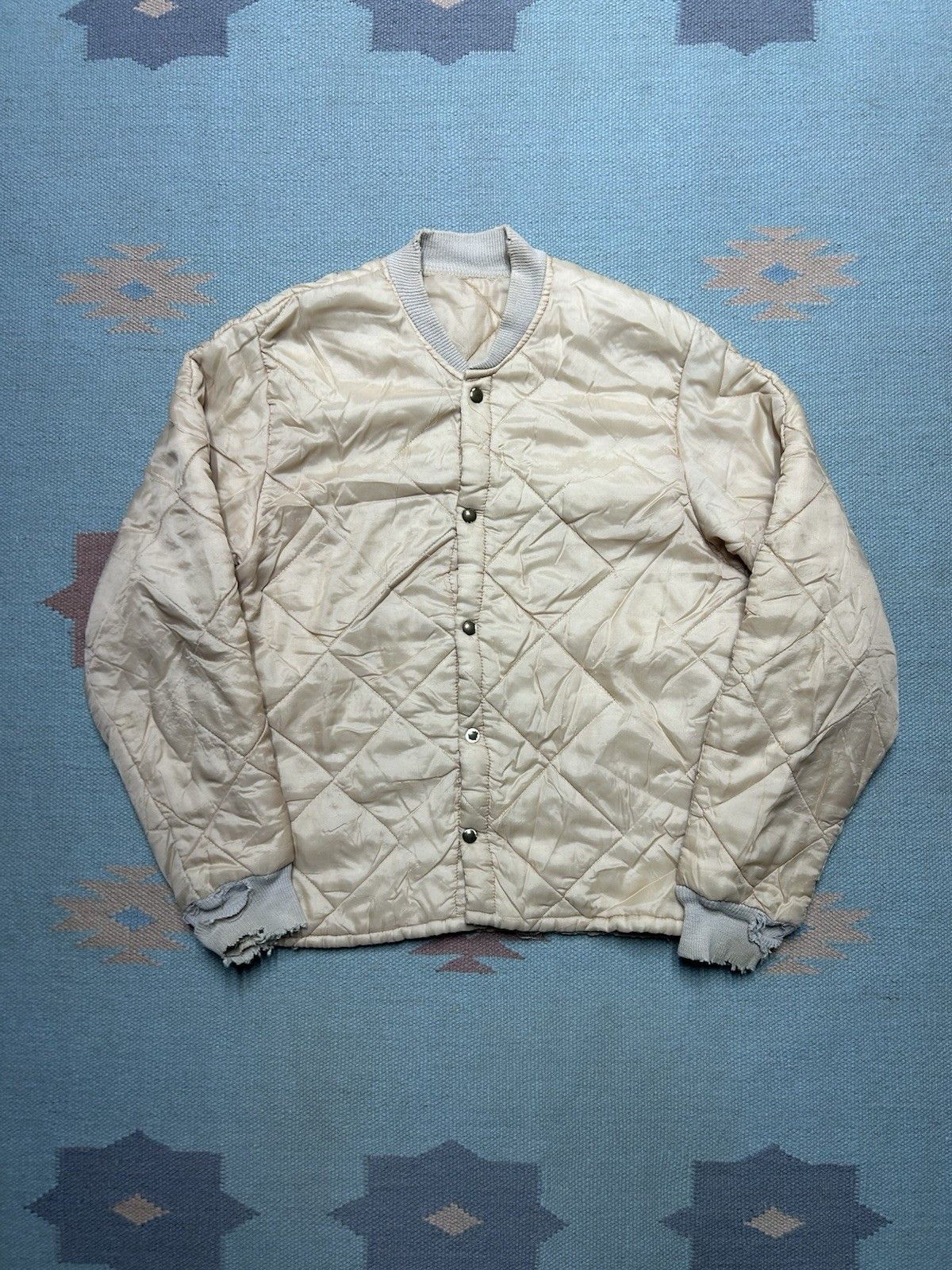 1960s diamond quilted jacket cream distressed small/medium
