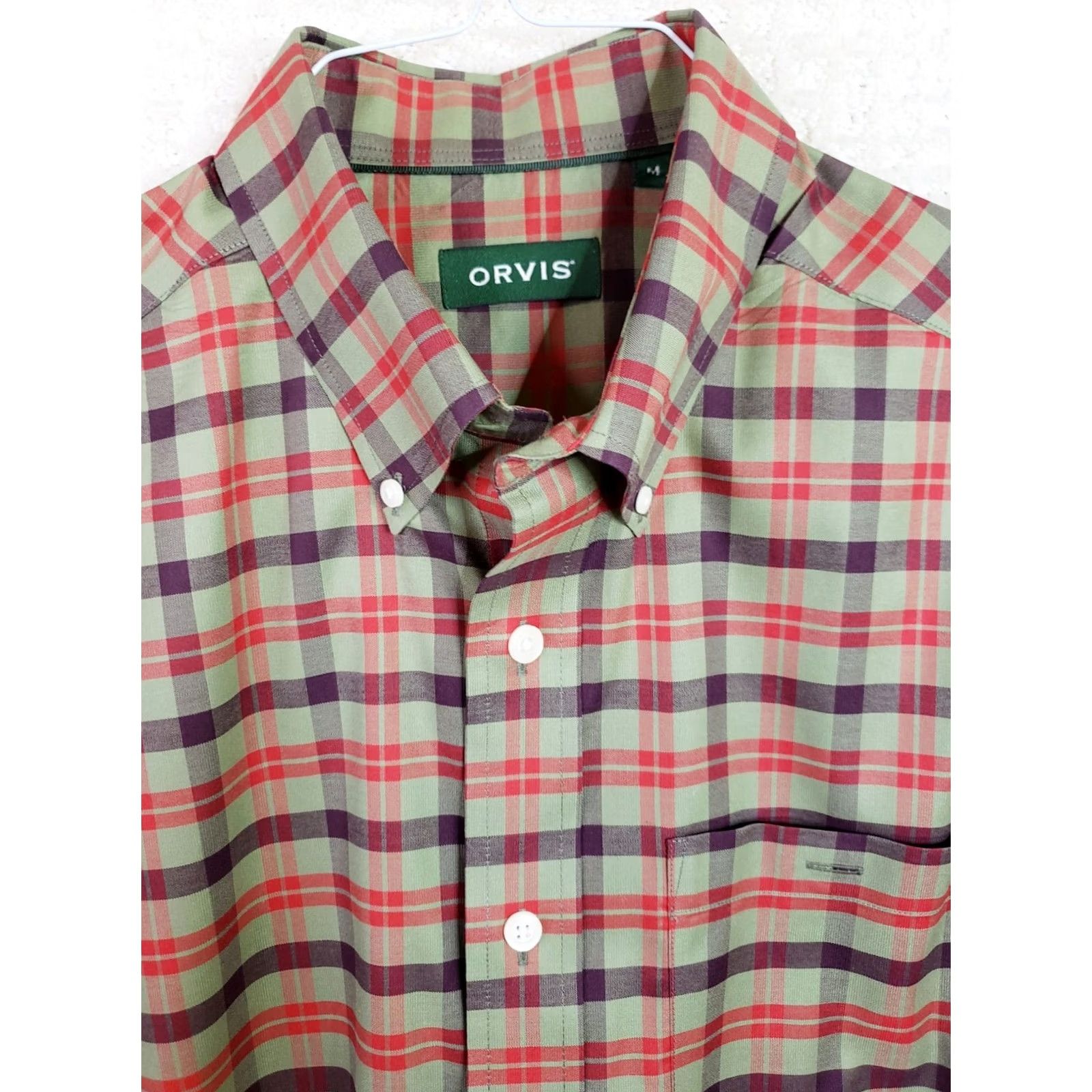 Orvis Orvis Button-Down Shirt Mens M Red Green Plaid Long Sleeve Casual, Travel, Workwear, Button Front, Regular Fit Size US M / EU 48-50 / 2 - 3 Thumbnail