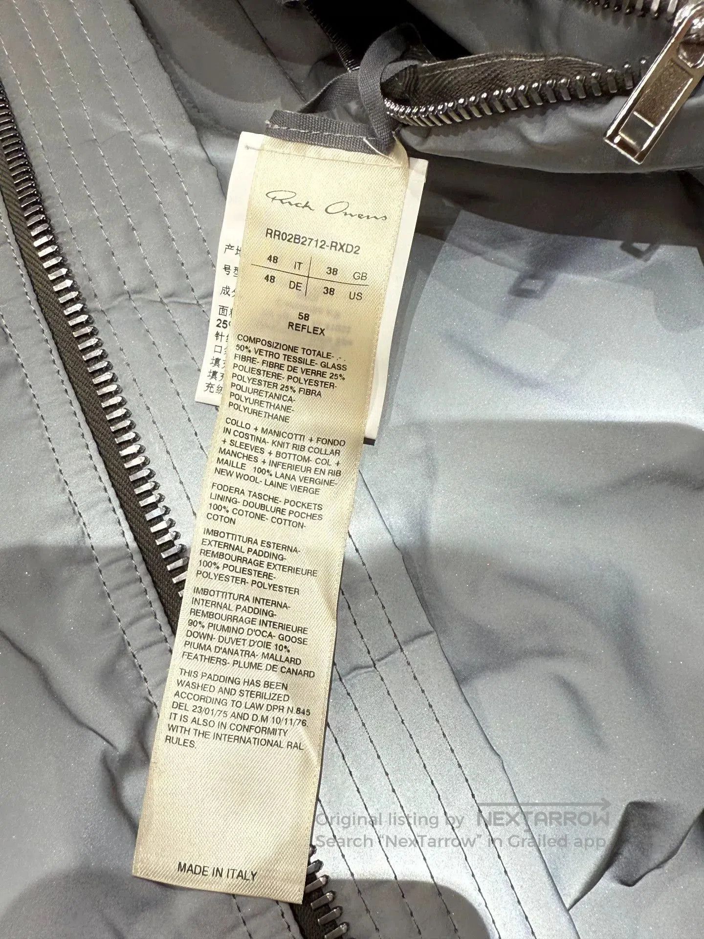 Rick Owens Rick Owens Stand Collar Zip Down Jacket. Size US M / EU 48-50 / 2 - 8 Thumbnail