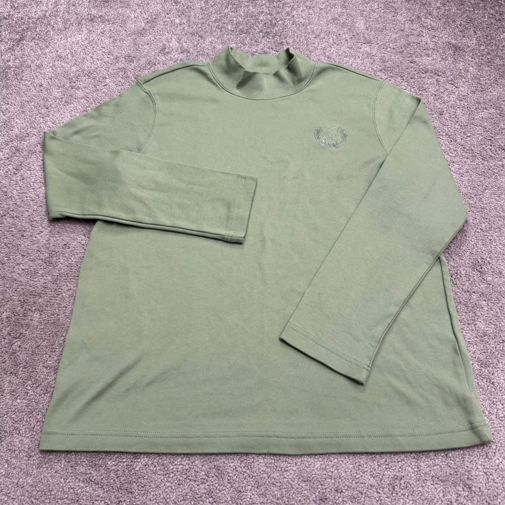 Blair Blair Shirt Womens Large Sage Green Mock Neck Long Sleeve Embroidered Logo Top Size L / US 10 / IT 46 - 2 Thumbnail