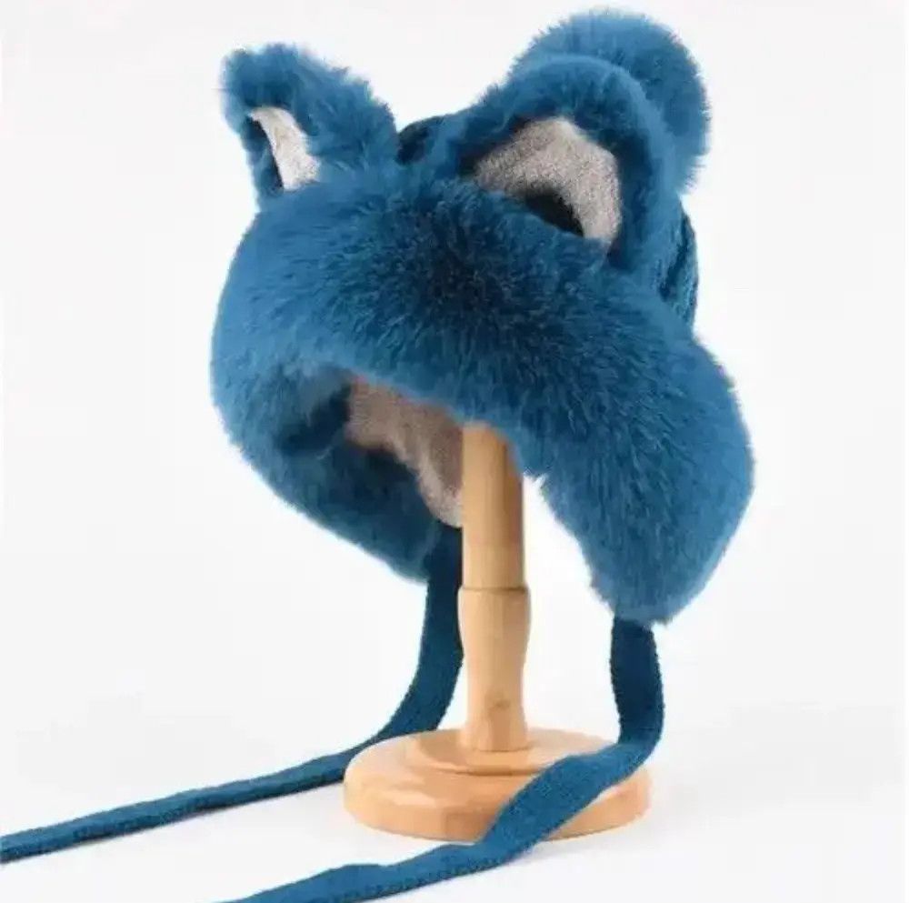 Japanese Brand Blue Cat Ear Protection Hat Size ONE SIZE - 1 Thumbnail