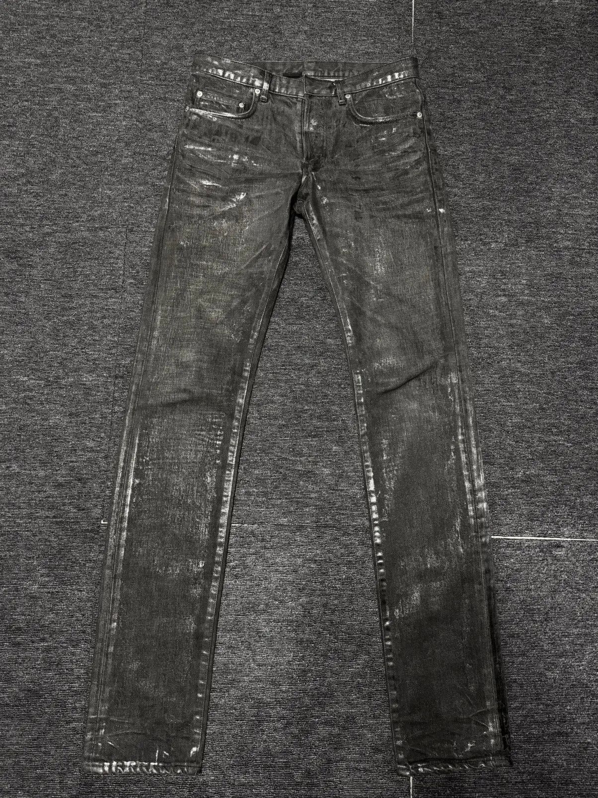 Dior [30] Dior Homme 'Luster' Black Wax Coated Denim Jeans | Grailed