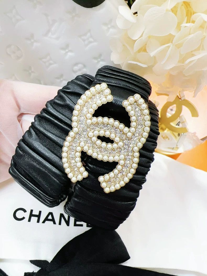 Other Chanel 20k Pearl CC Buckle Black Belt Size ONE SIZE - 5 Thumbnail