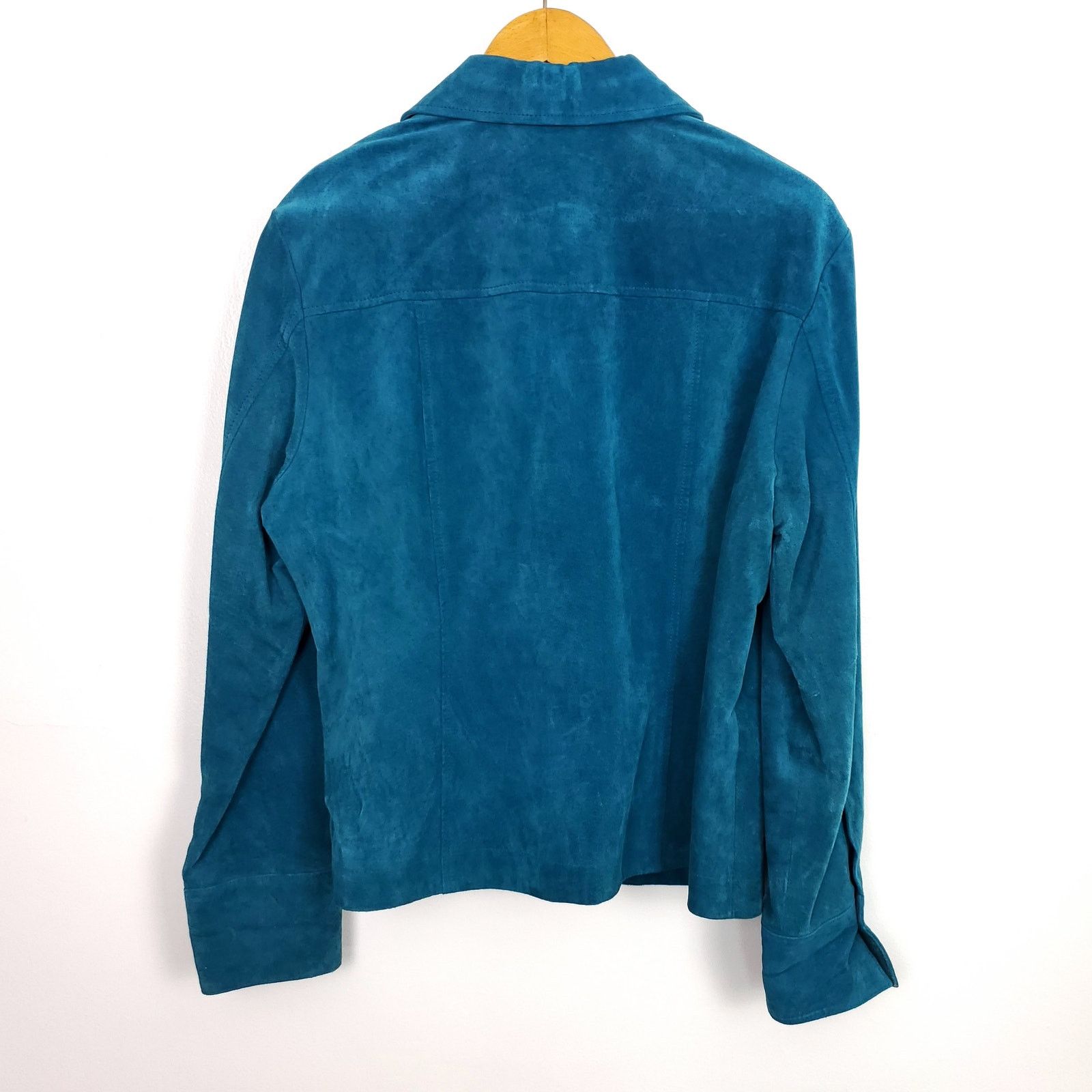 Other Vintage Y2K Blue Suede Leather Jacket Live a Little L Size L / US 10 / IT 46 - 6 Thumbnail