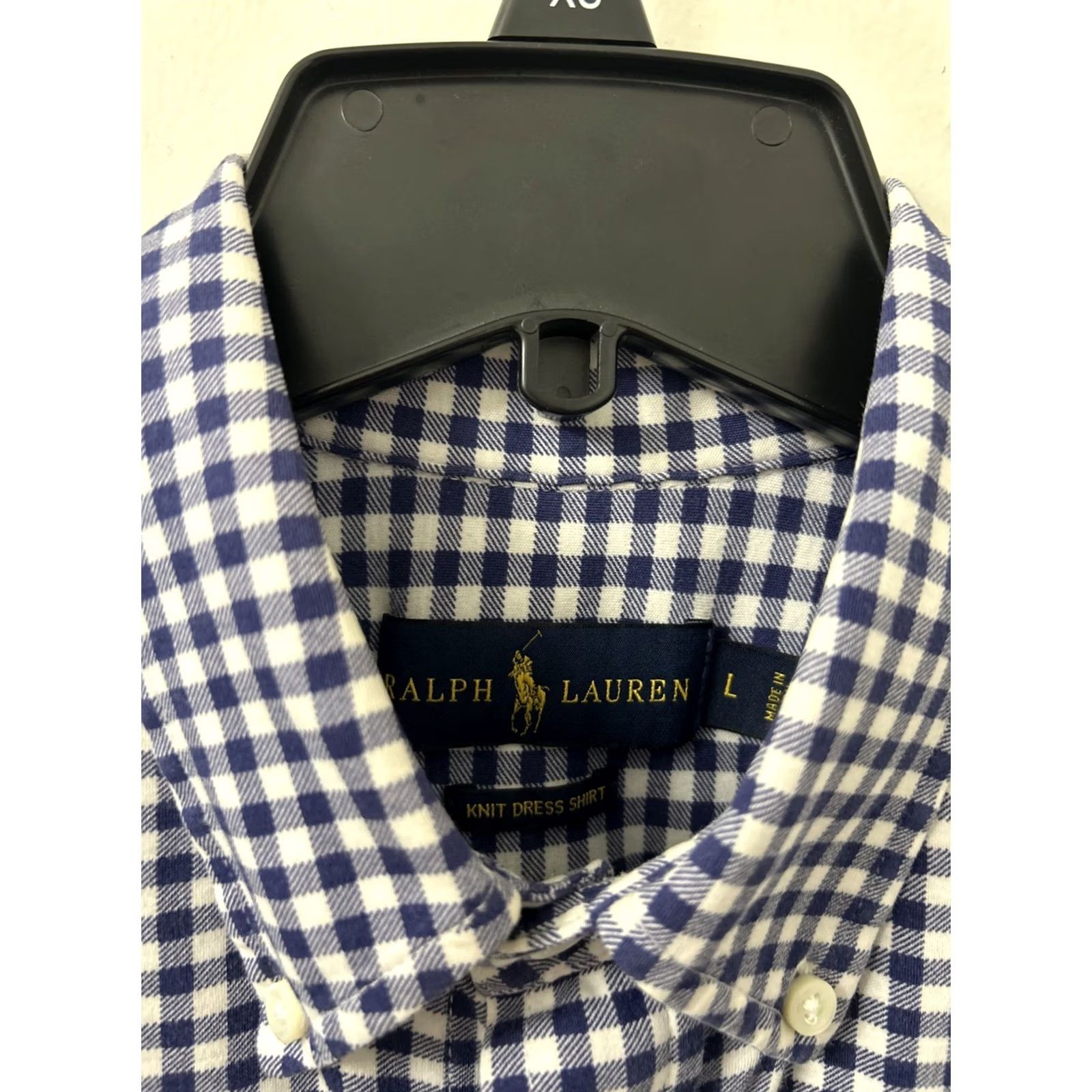 Ralph Lauren Ralph Lauren Knit Dress Shirt Mens L Blue Plaid Button-Down L/S Cotton Knit 28" 25" Pit to Pit Size 42R - 6 Thumbnail