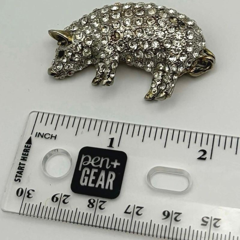 Other Silver Crystal Pig Pin Size ONE SIZE - 3 Thumbnail